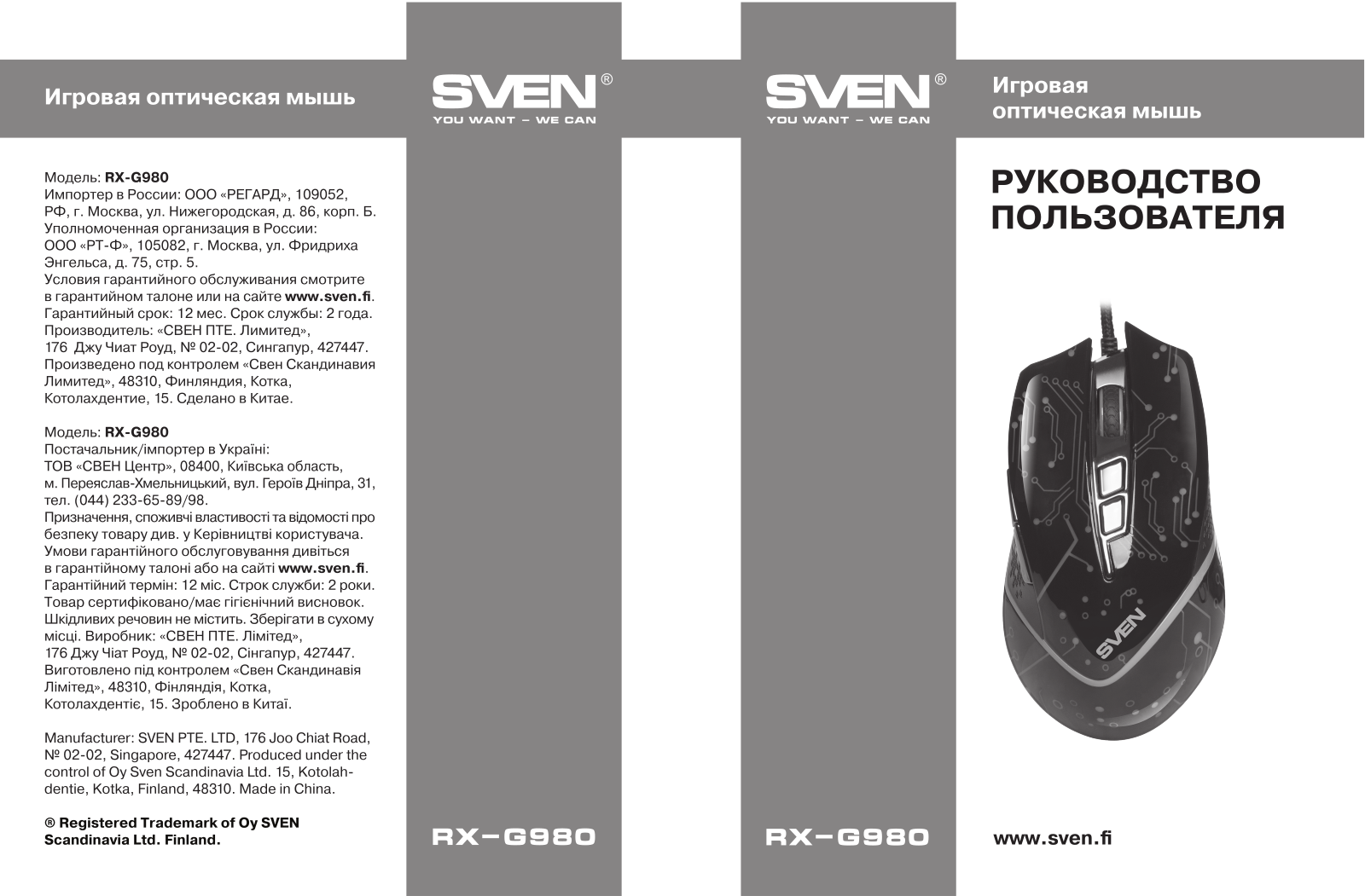 Sven RX-G980 User Manual