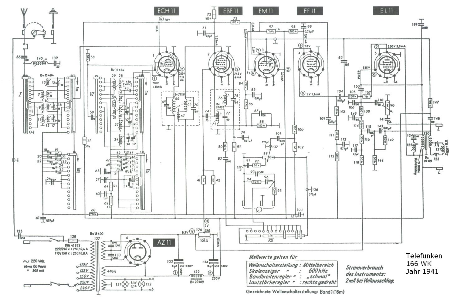 Telefunken 166-WK Schematic