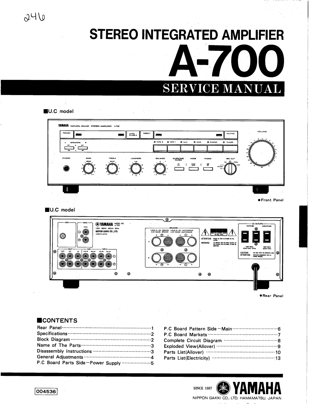 Yamaha A-700 Service manual