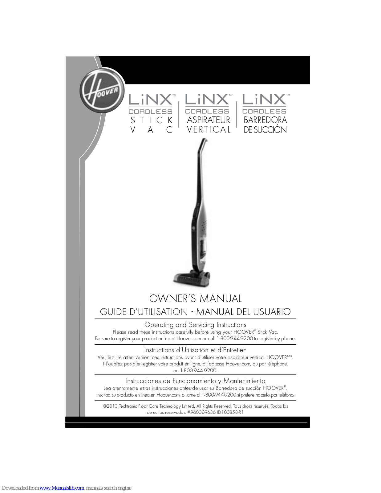 Hoover BH50005, BH50, LiNX Owner's Manual