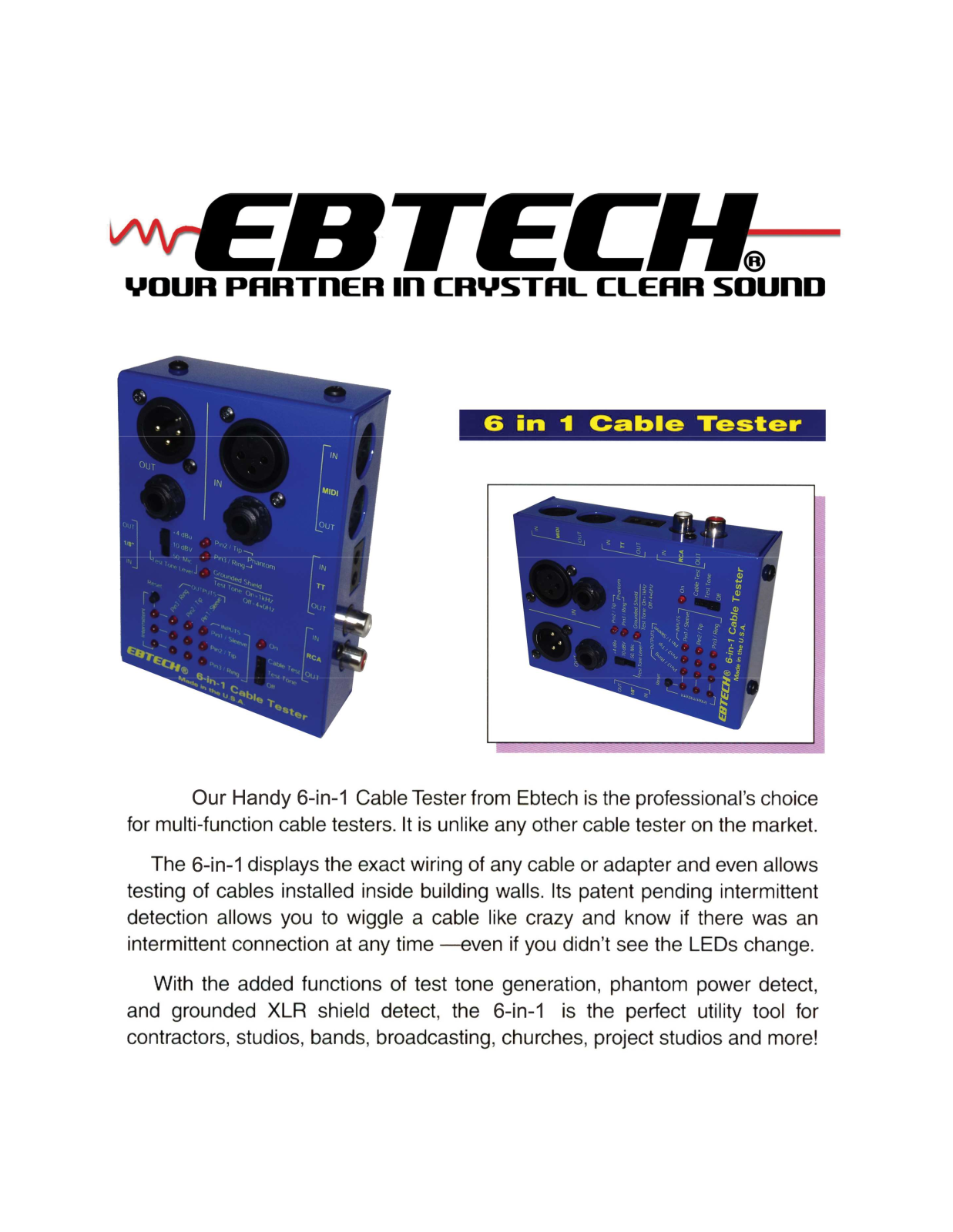 Morley 6-in-1 Cable Tester Brochure