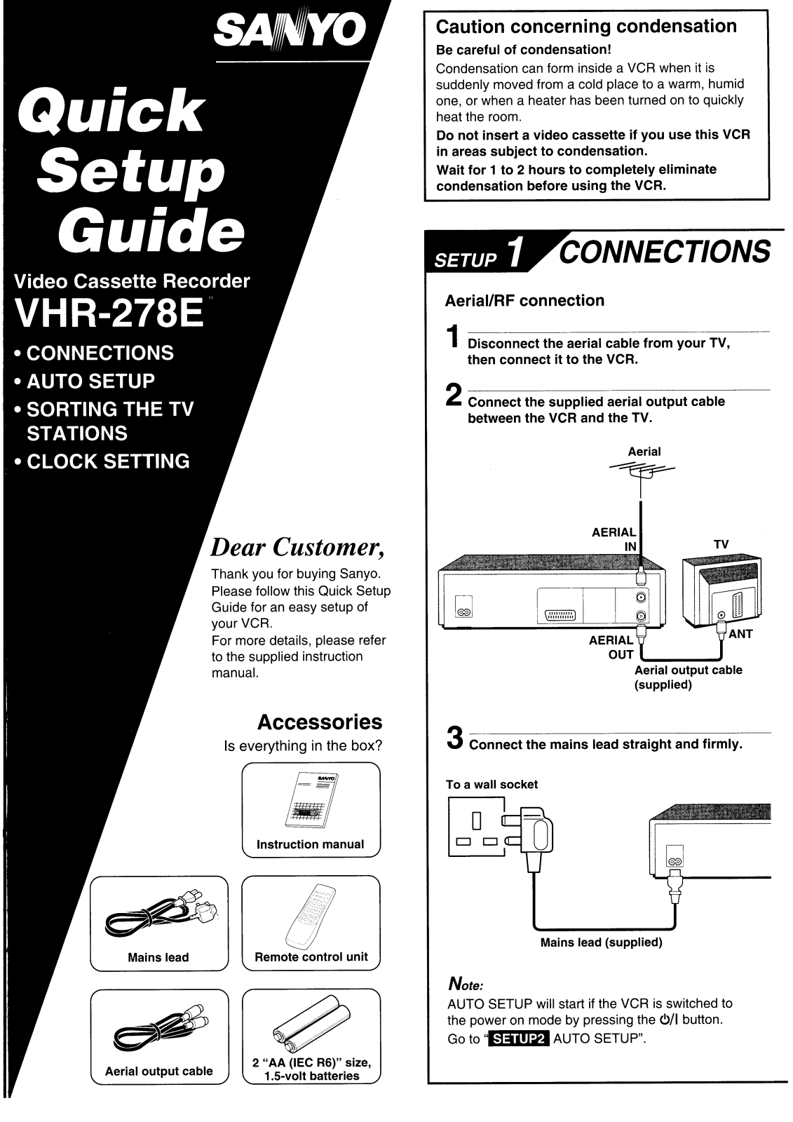 Sanyo VHR-278E Instruction Manual