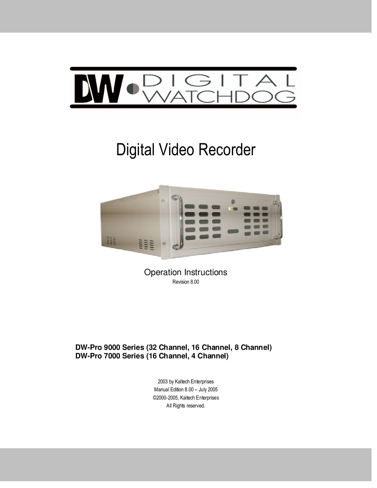 Digital Watchdog DW-Pro-722000 User Manual