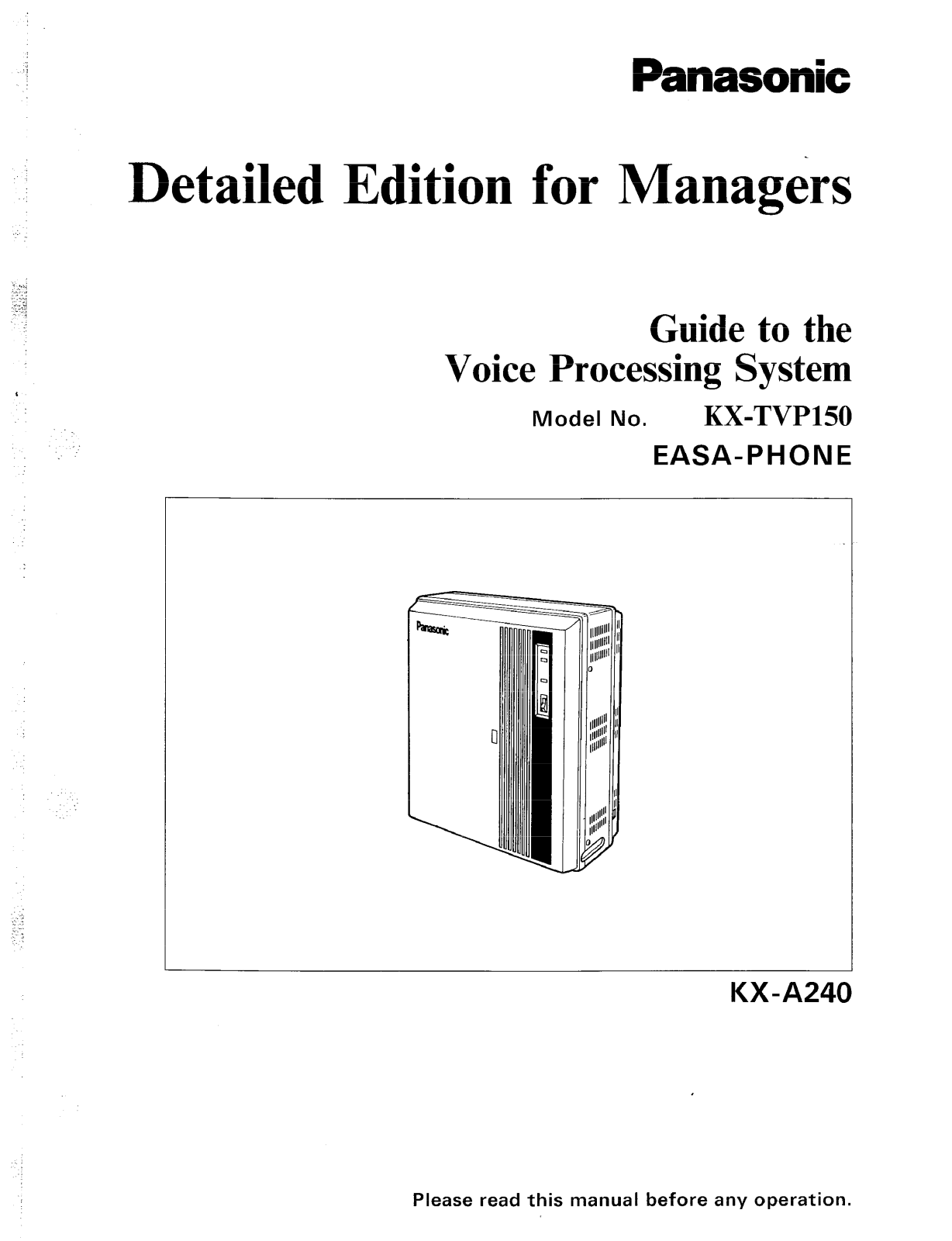 PANASONIC KX-TVP150 User Guide