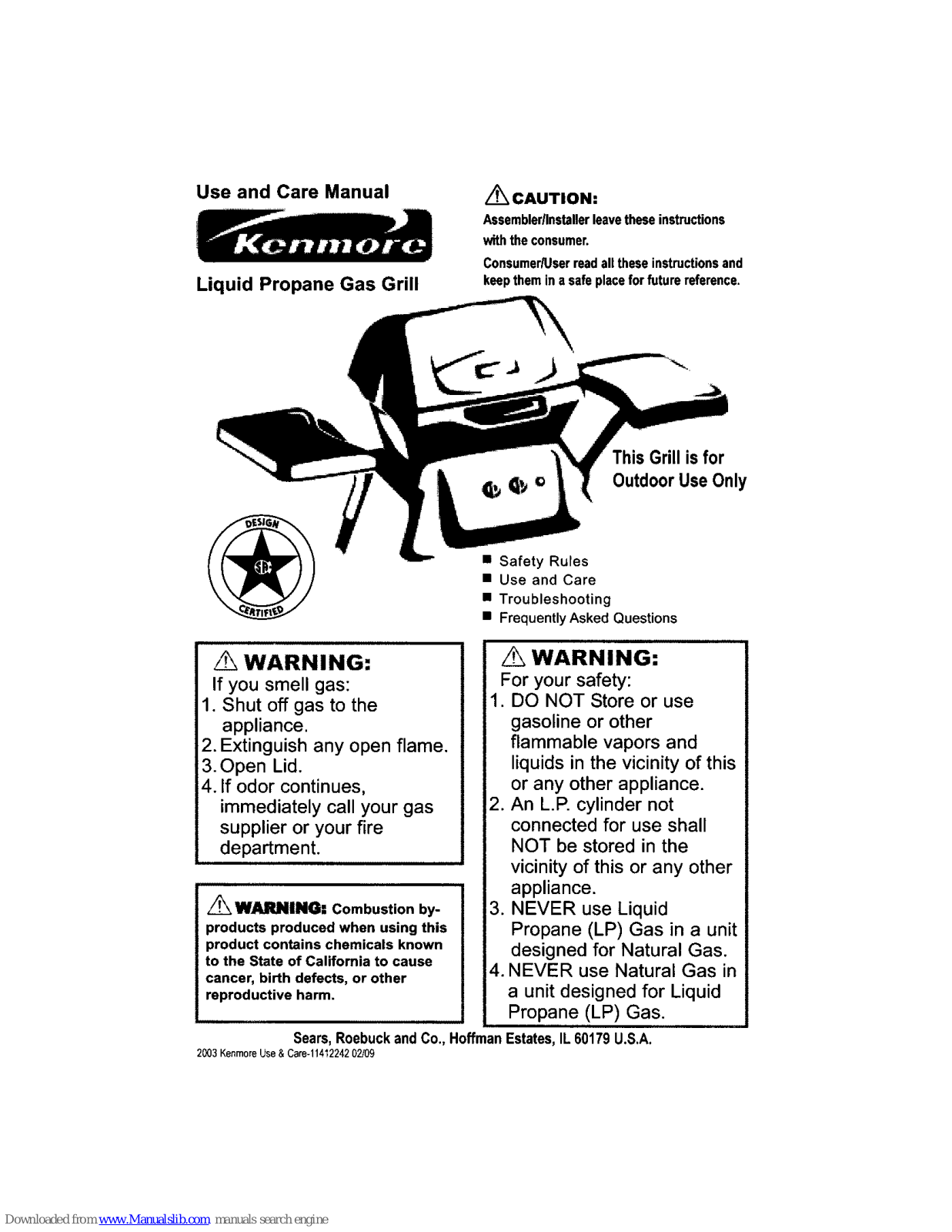 Kenmore Liquid propane gas grill Use And Care Manual - ManualMachine.com