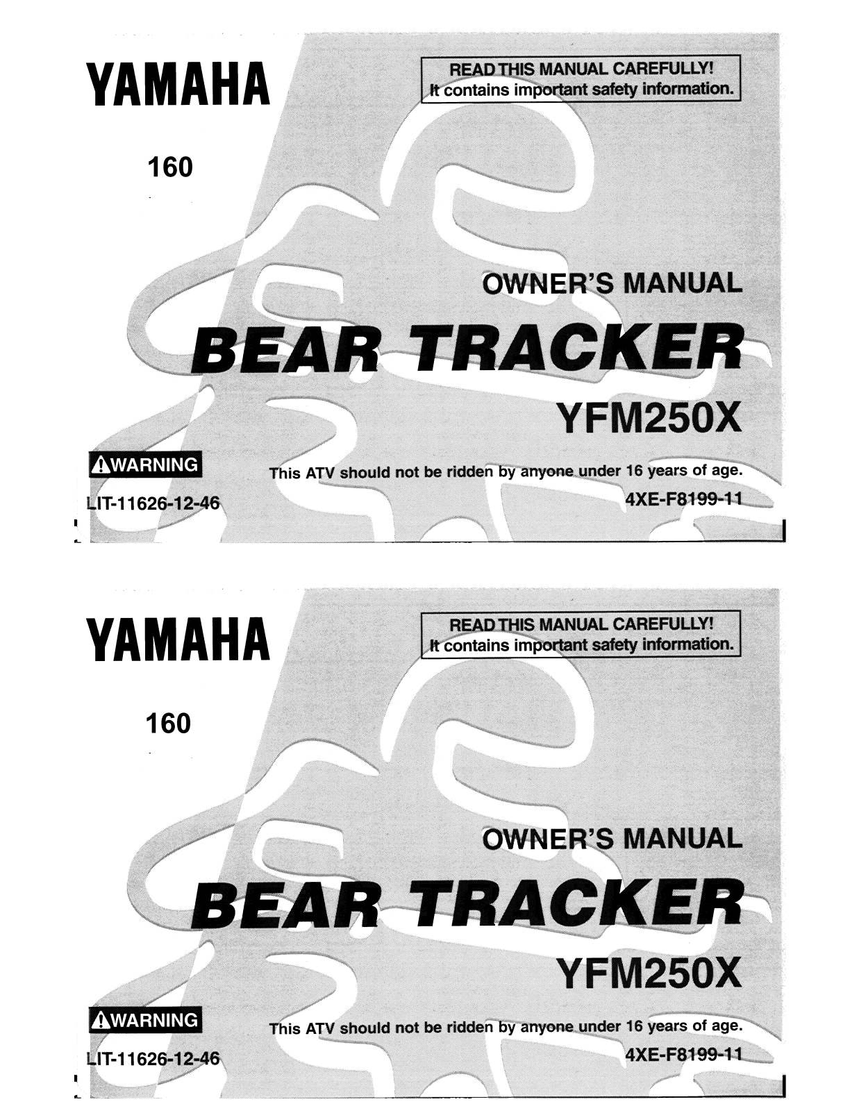 Yamaha YFM250X User Manual