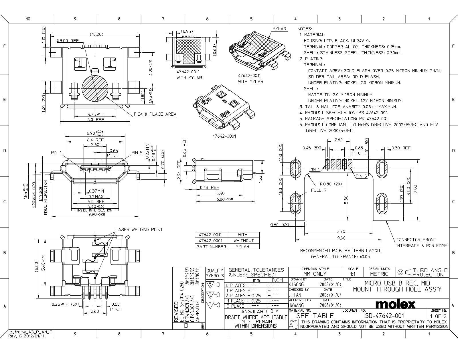 Datasheet 47642-0001 Specification - ManualMachine.com