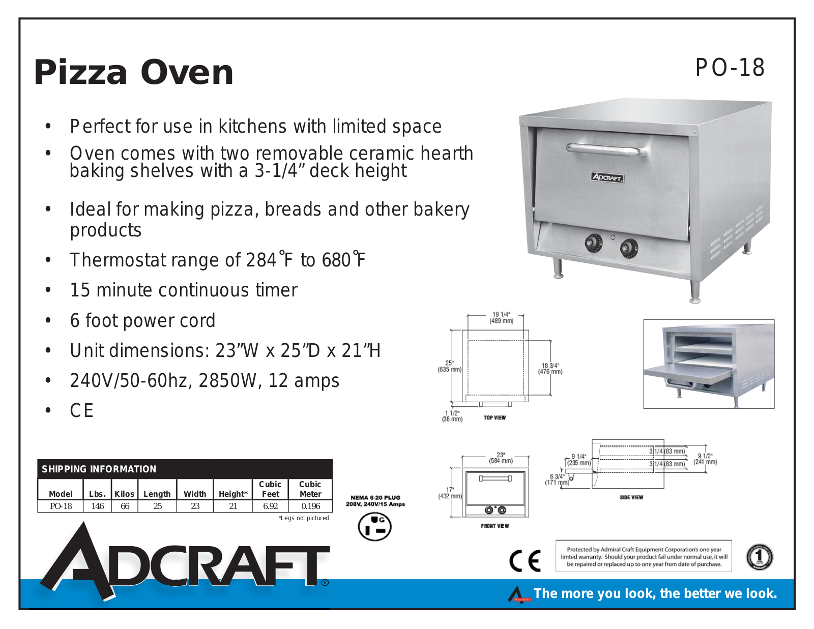 Admiral Craft PO18 Specifications