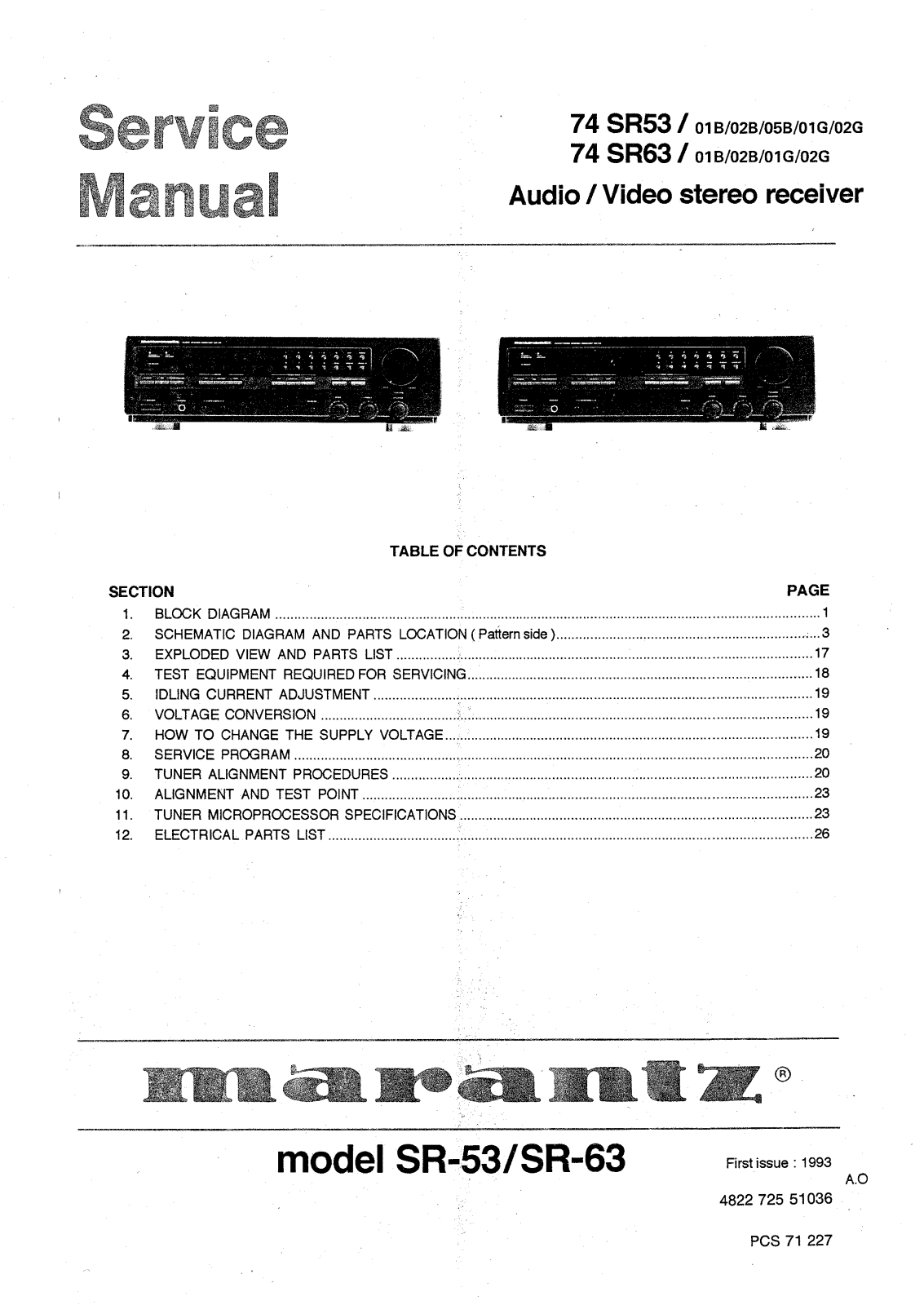 Marantz SR-63, SR-53 Service Manual