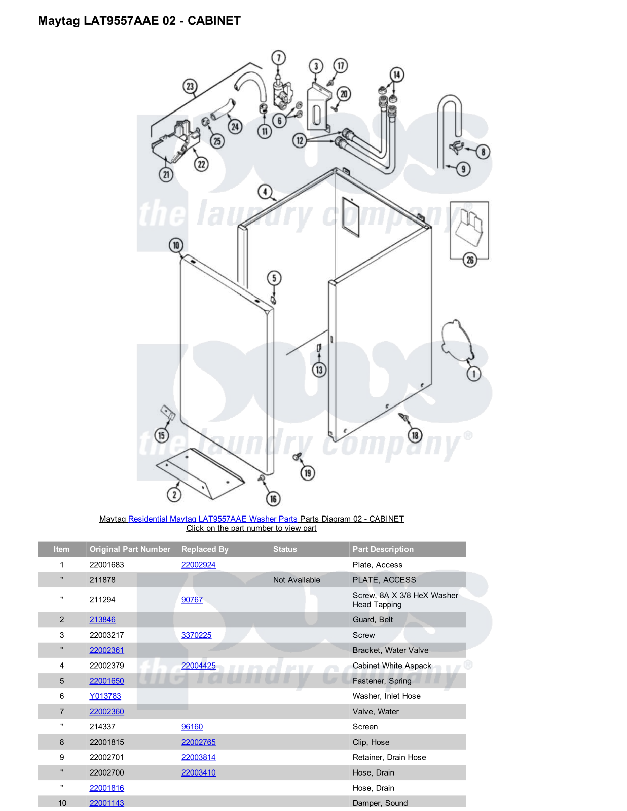 Maytag LAT9557AAE Parts Diagram