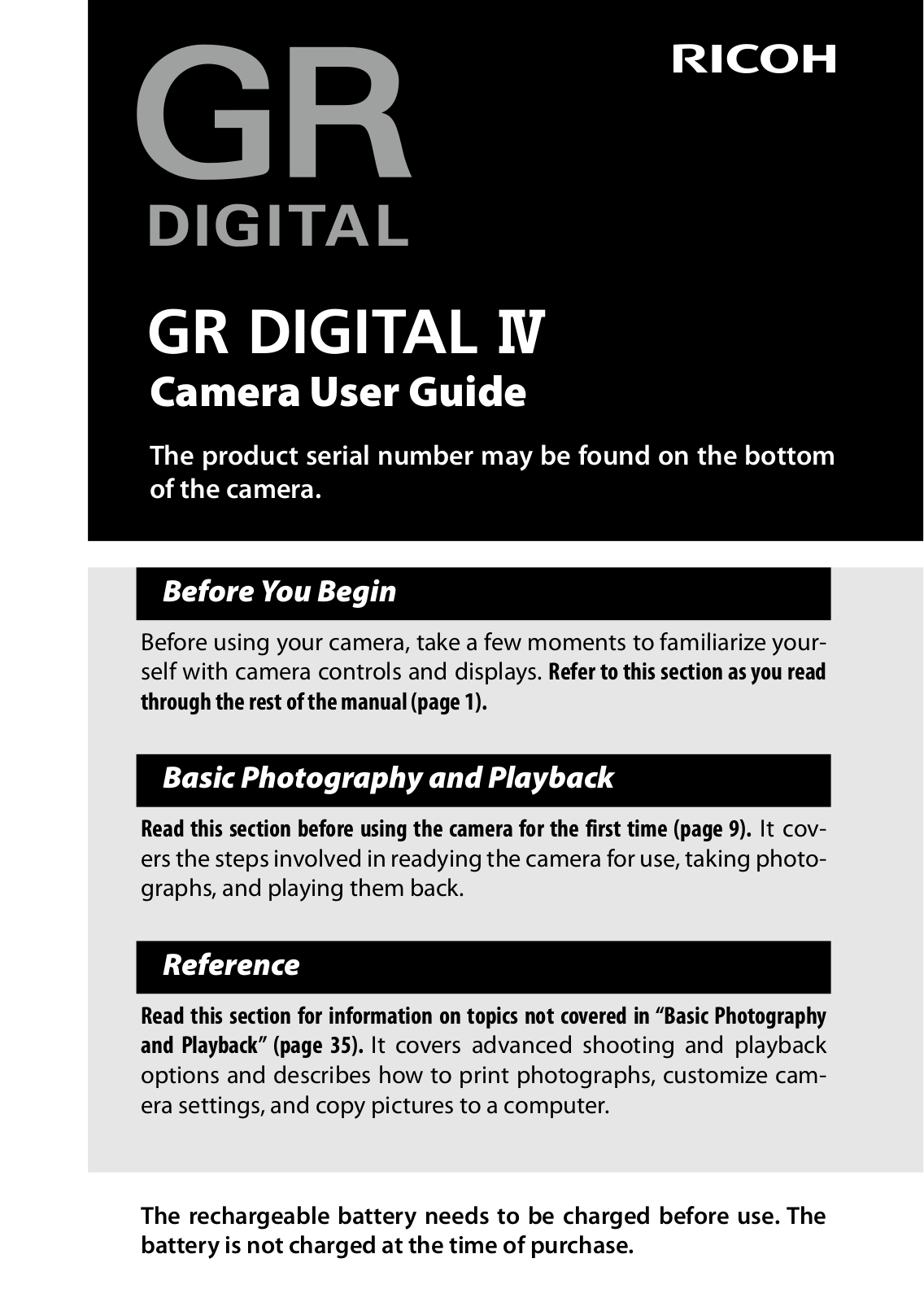 Ricoh GR DIGITAL IV Owner Manual