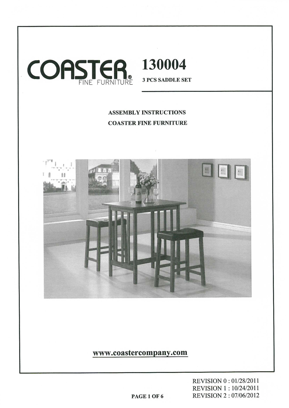 Coaster 130004 Assembly Guide