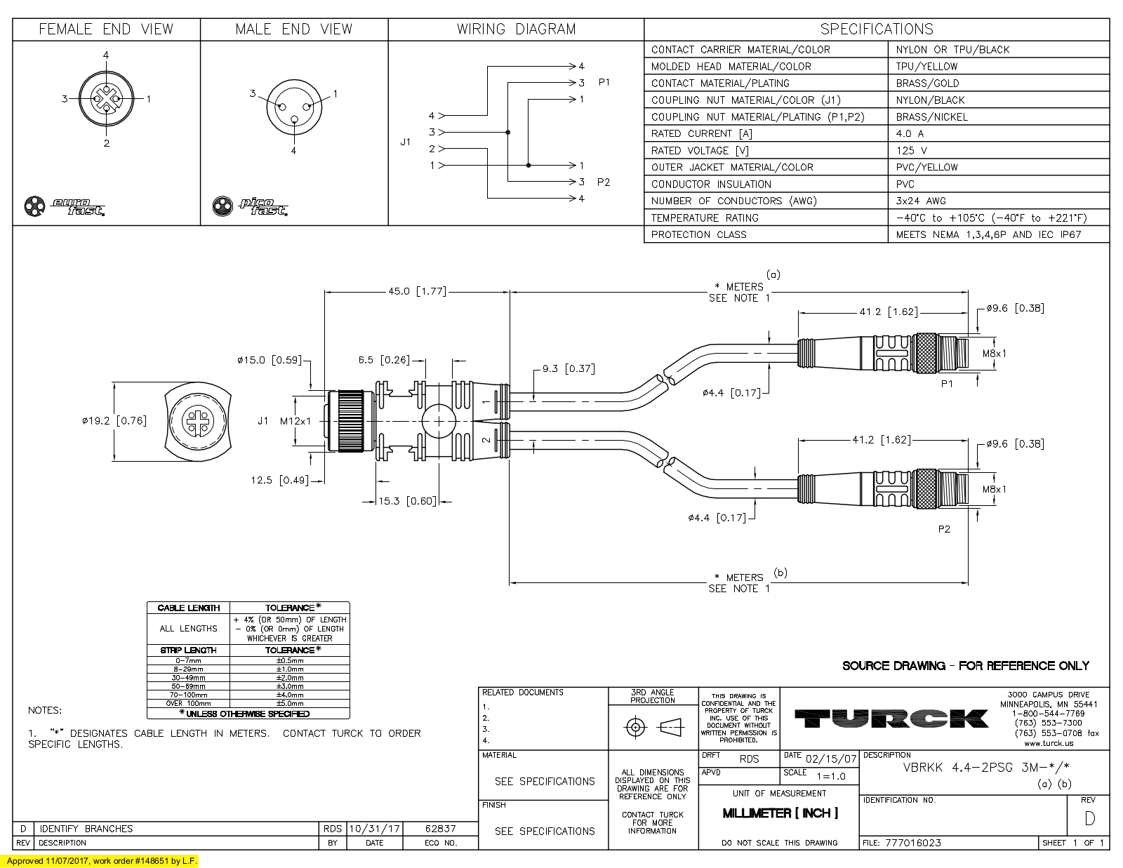 Turck VBRKK4.4-2PSG3M-0.2/0.2 Specification Sheet