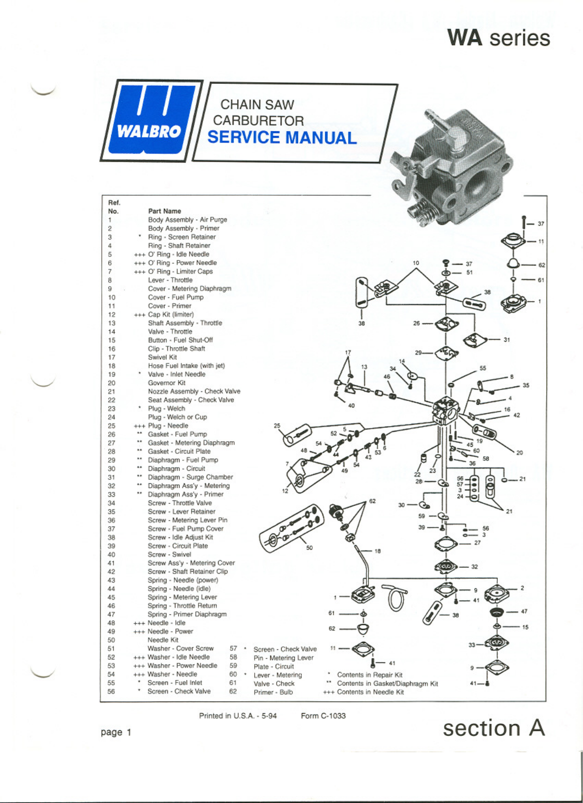 Walbro Wa Service Manual