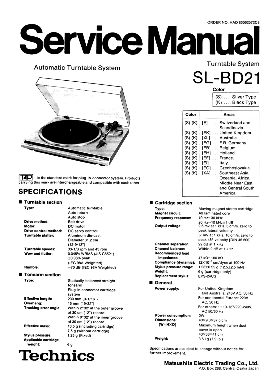 Technics SL-BD-21 Service Manual
