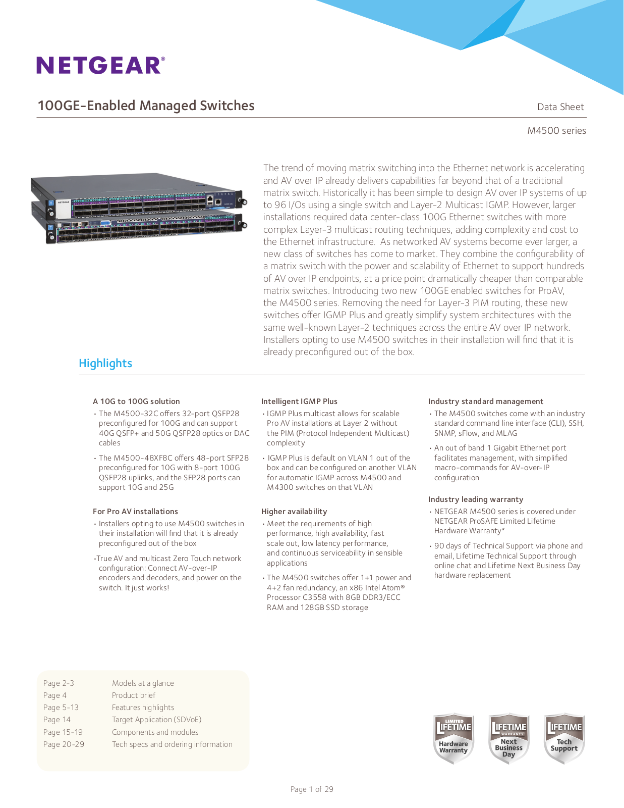 Netgear M4500-48XF8C, M4500-32C Data Sheet