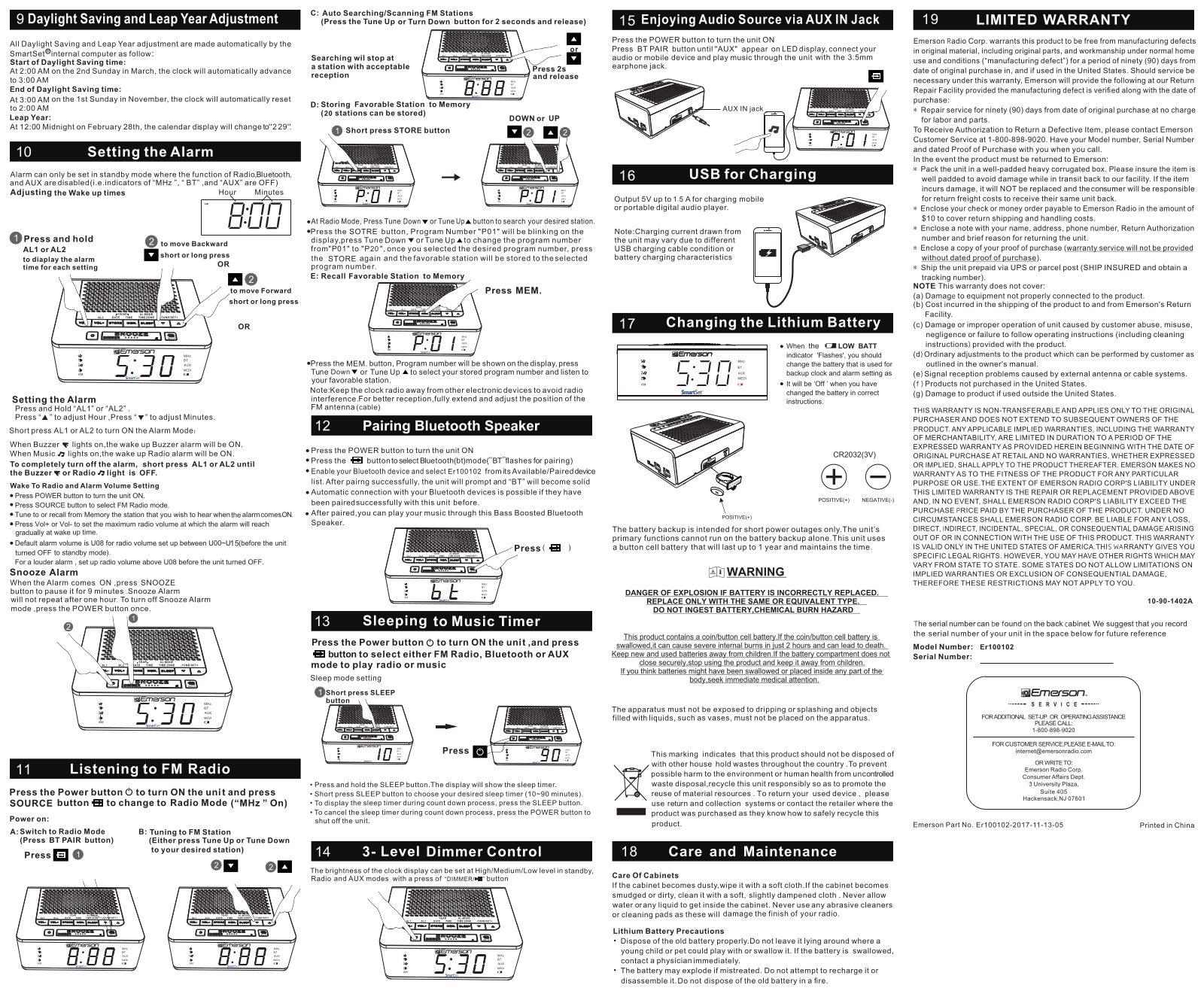 Emerson Radio ER100102 User Manual