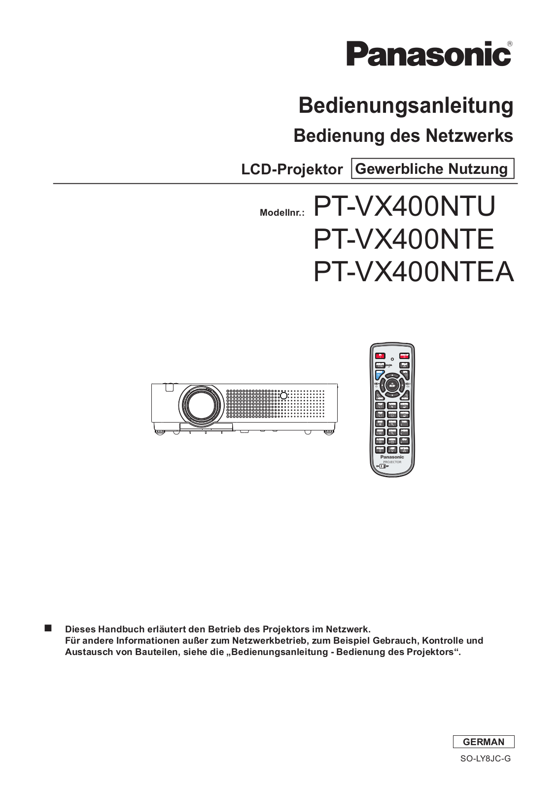 Panasonic PT-VX400NTU Operating Instruction