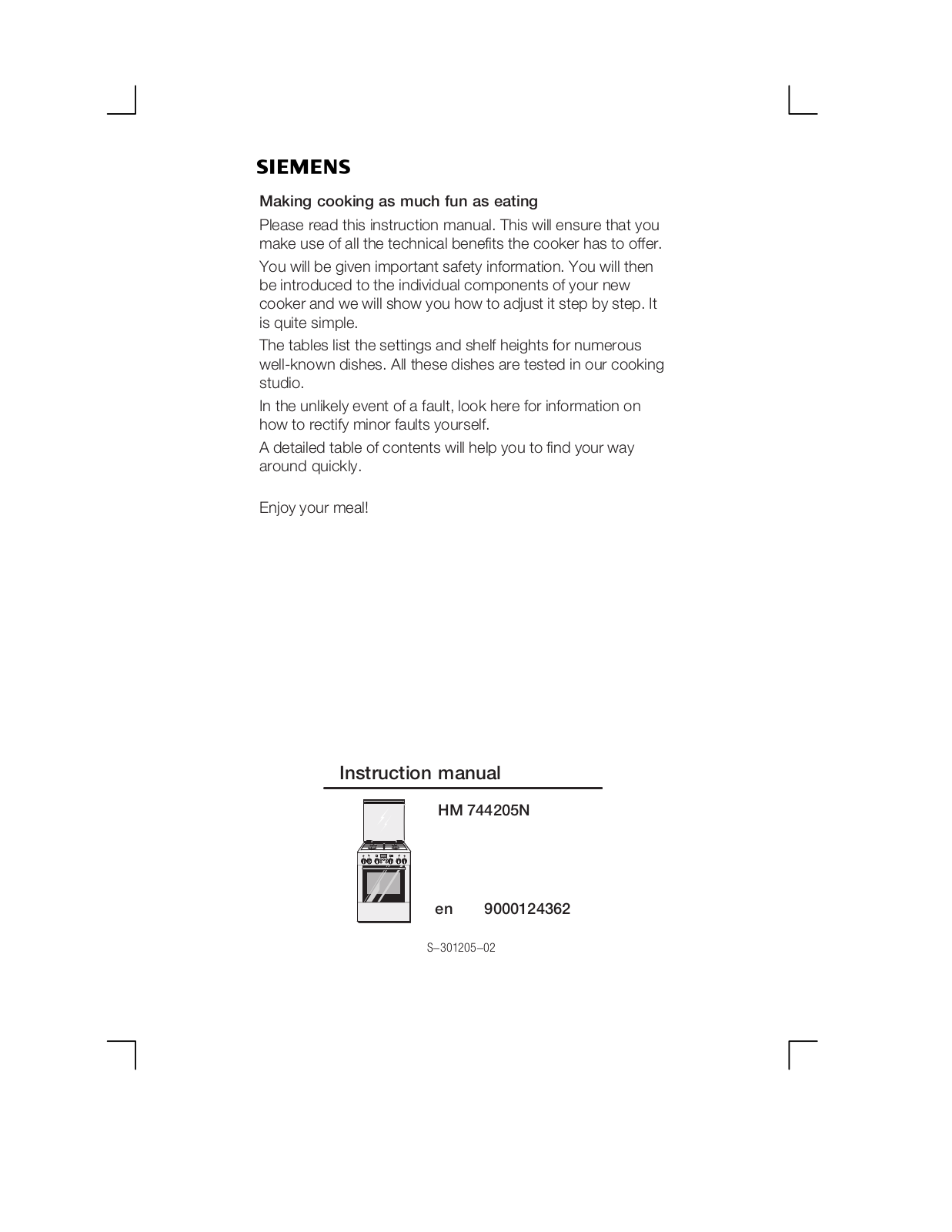 Siemens HM744205N User guide