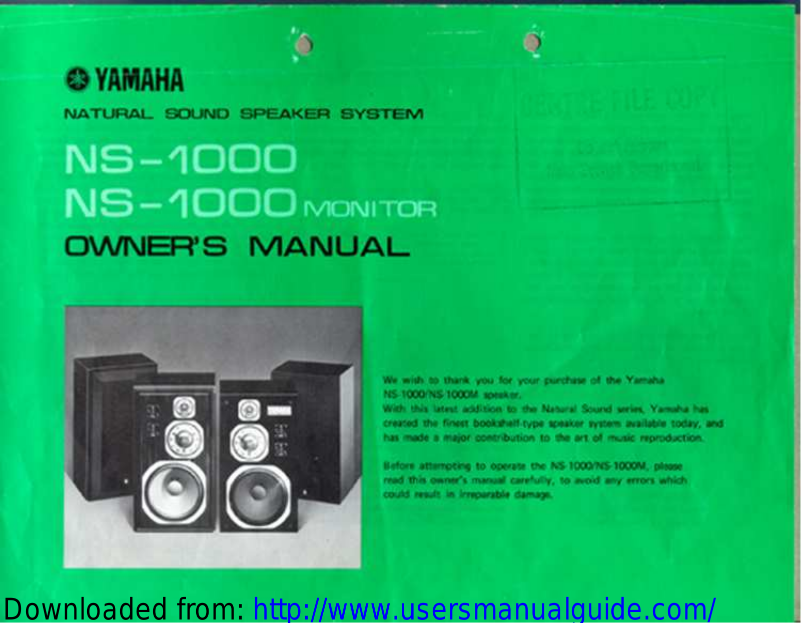 Yamaha Audio NS-1000M User Manual