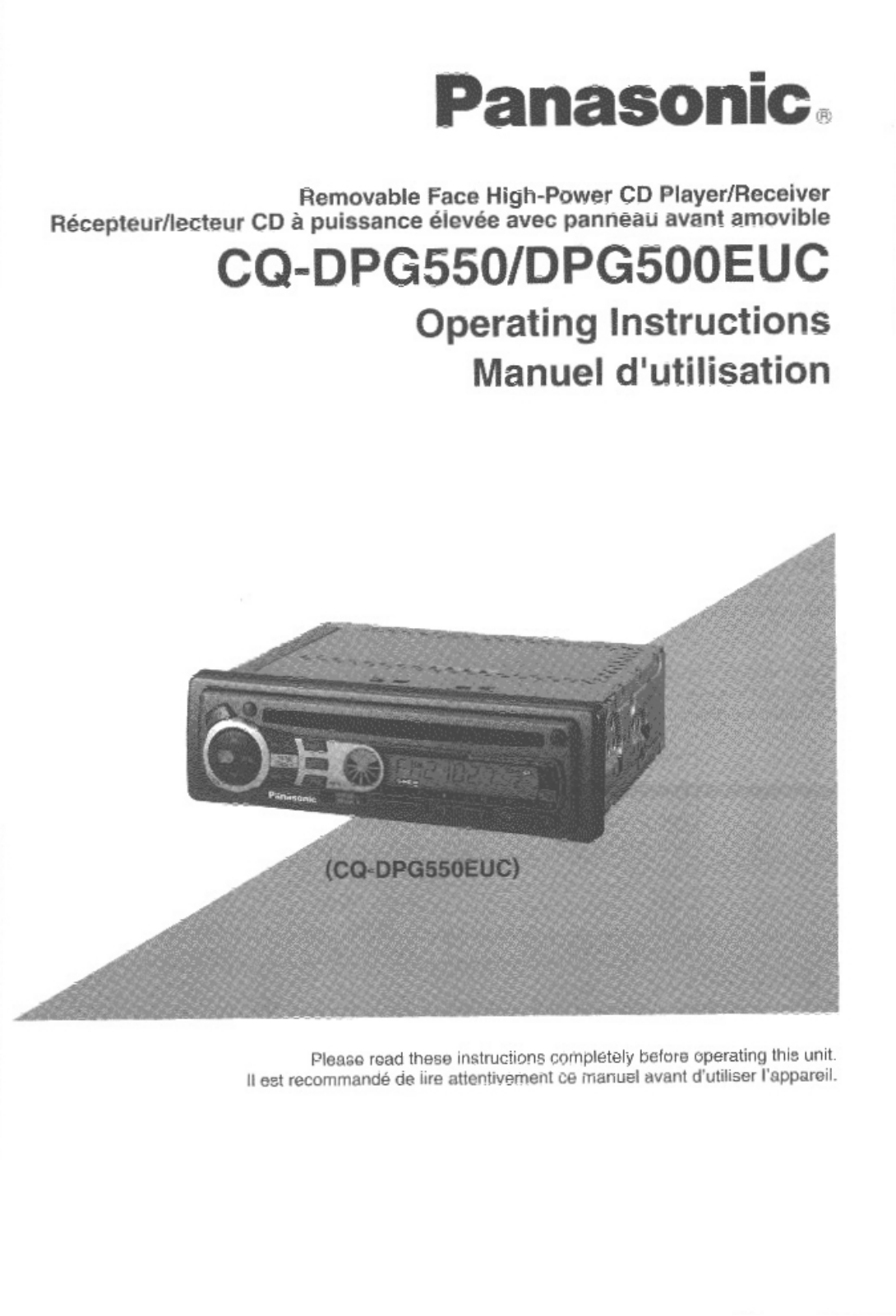 Panasonic cq-dpg550euc Operation Manual