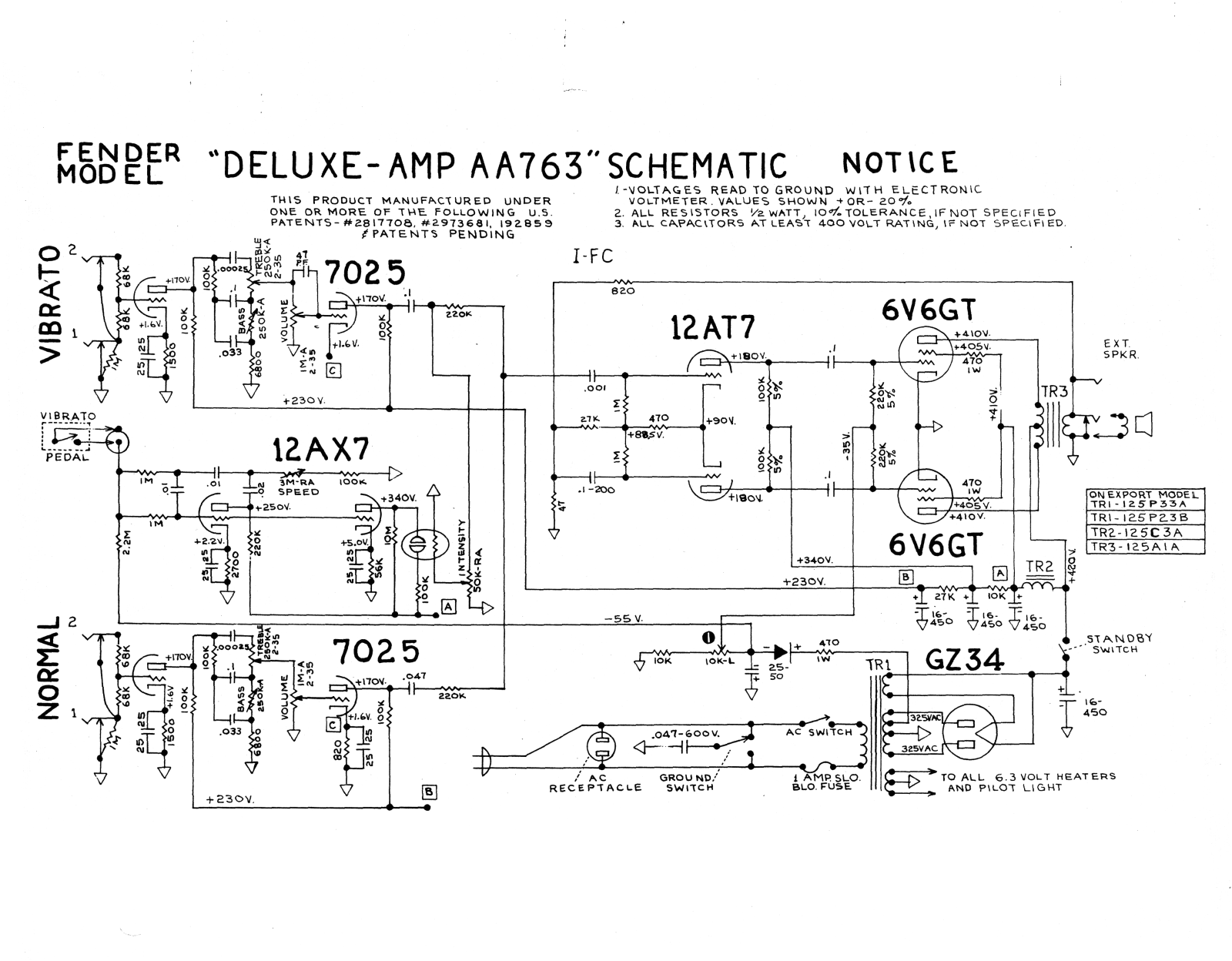 Fender Deluxe-AA763 Schematic