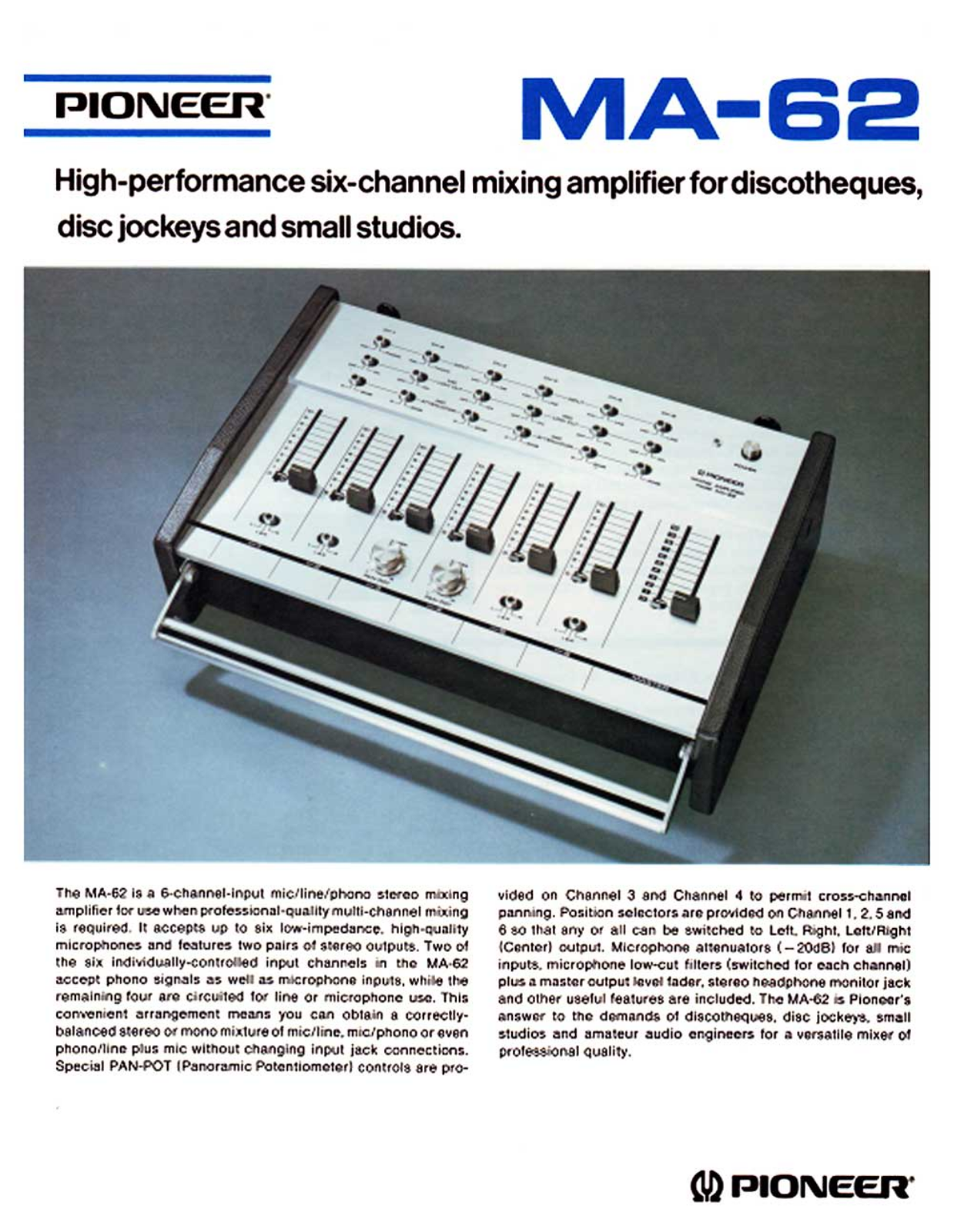 Pioneer MA-62 Brochure