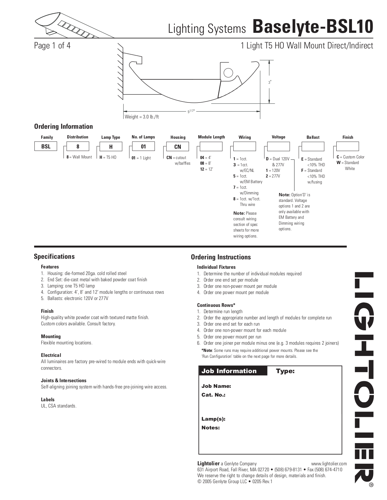 Lightolier BSL10 User Manual