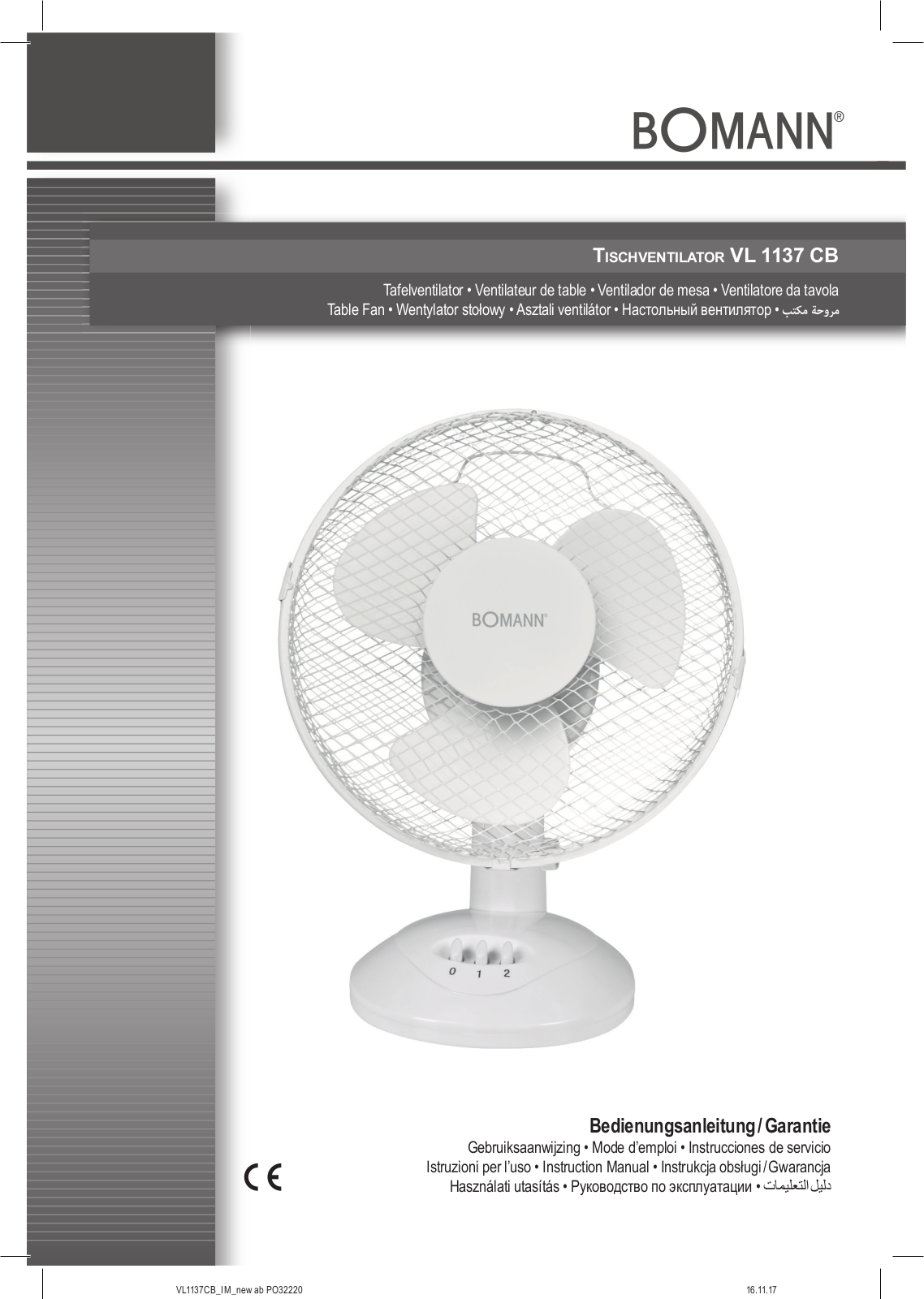 BOMANN VL 1137 CB operation manual