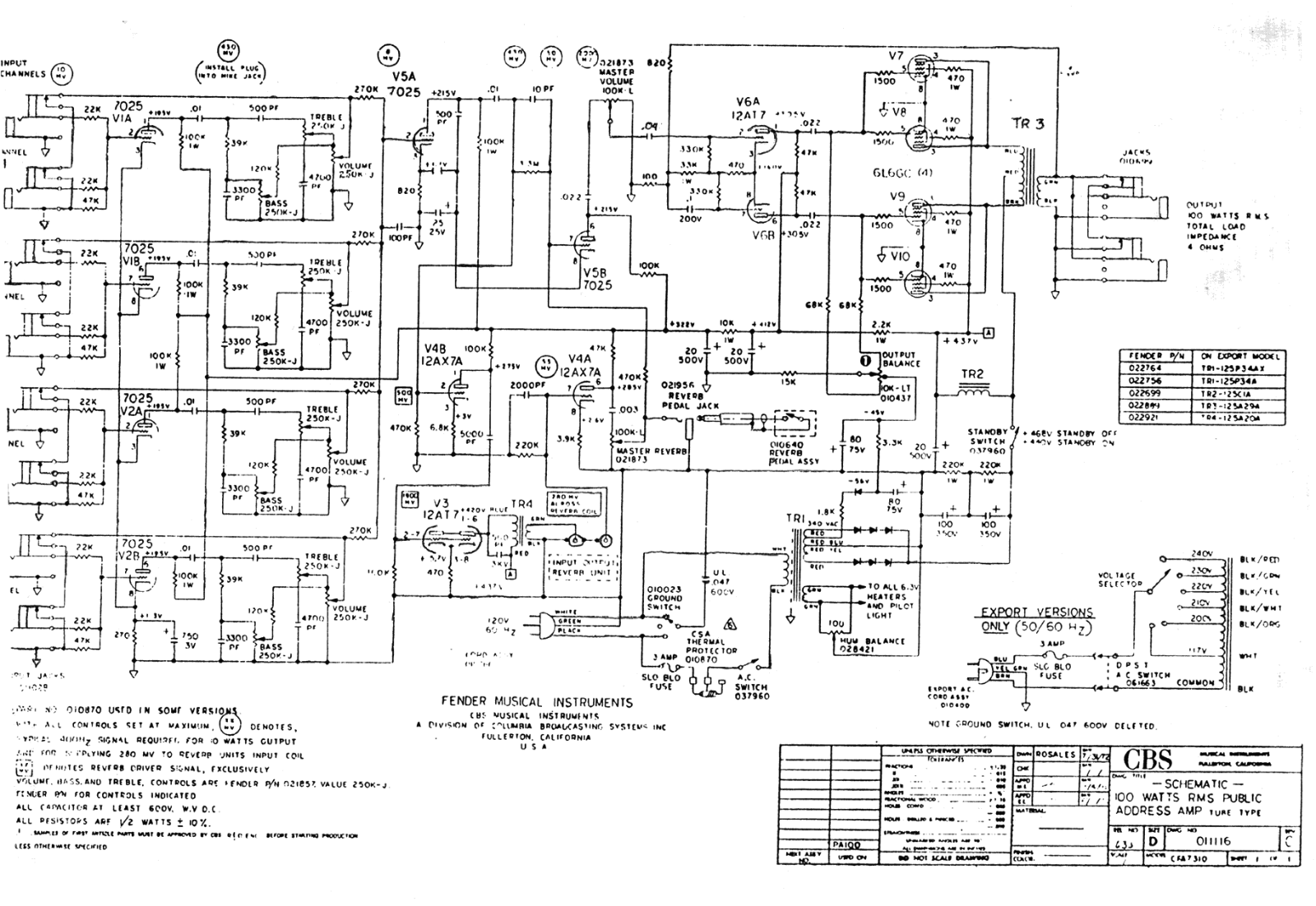 Fender pa100 schematic