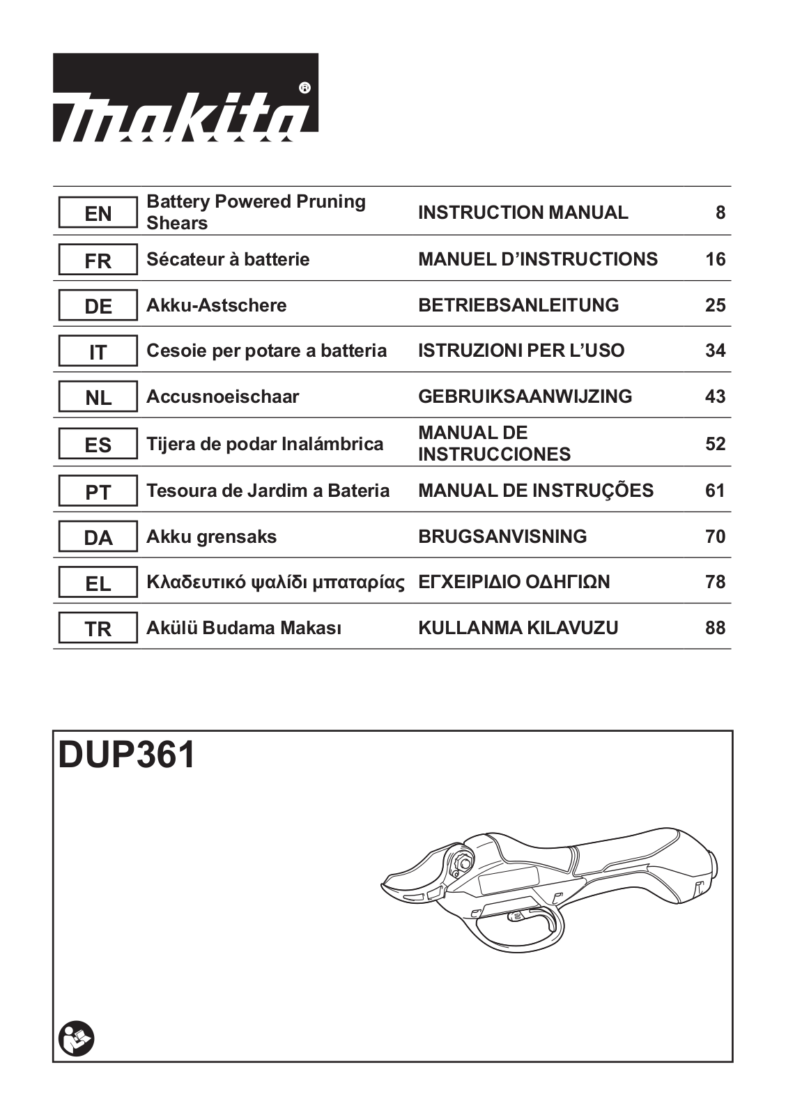 Makita DUP361PT2 User Manual