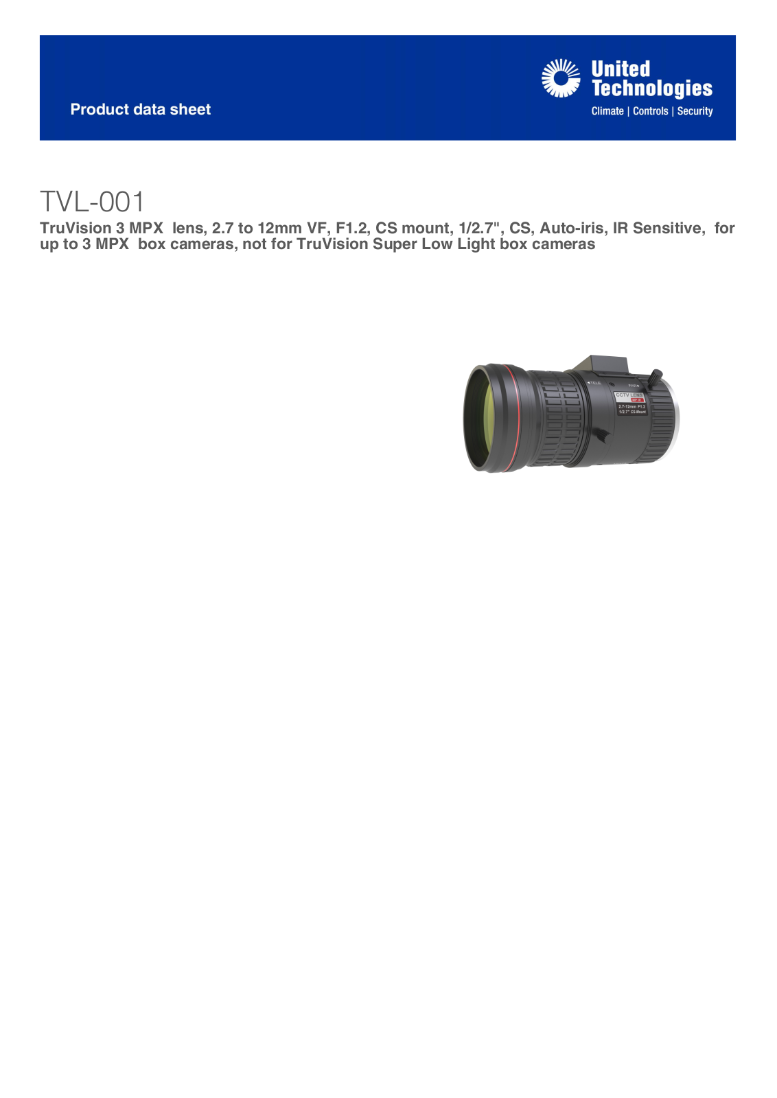 Interlogix TVL-001 Specsheet