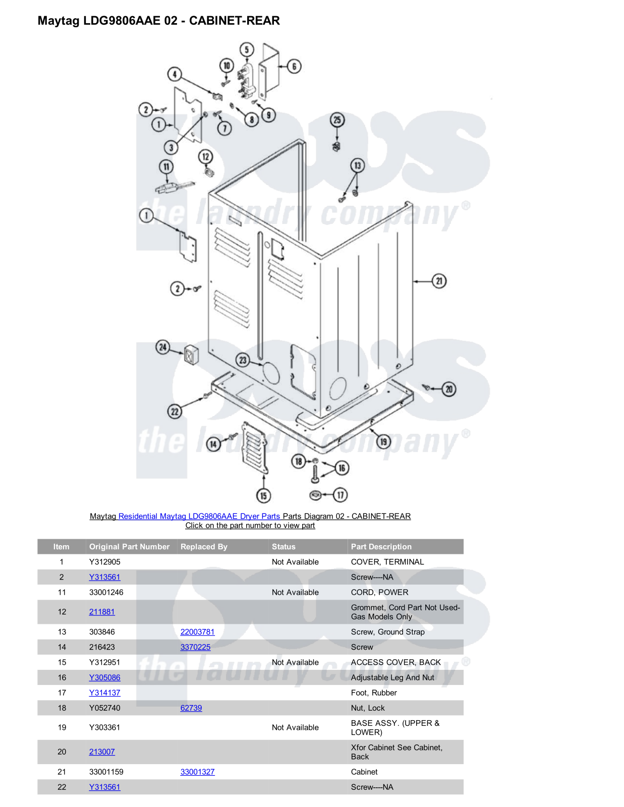 Maytag LDG9806AAE Parts Diagram