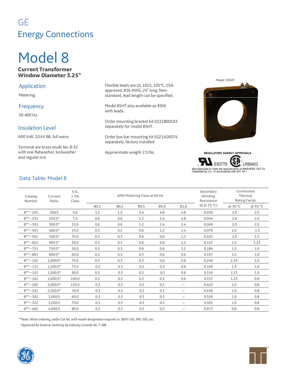 Instrument Transformer, Div of GE 8 Data Sheet - ManualMachine.com