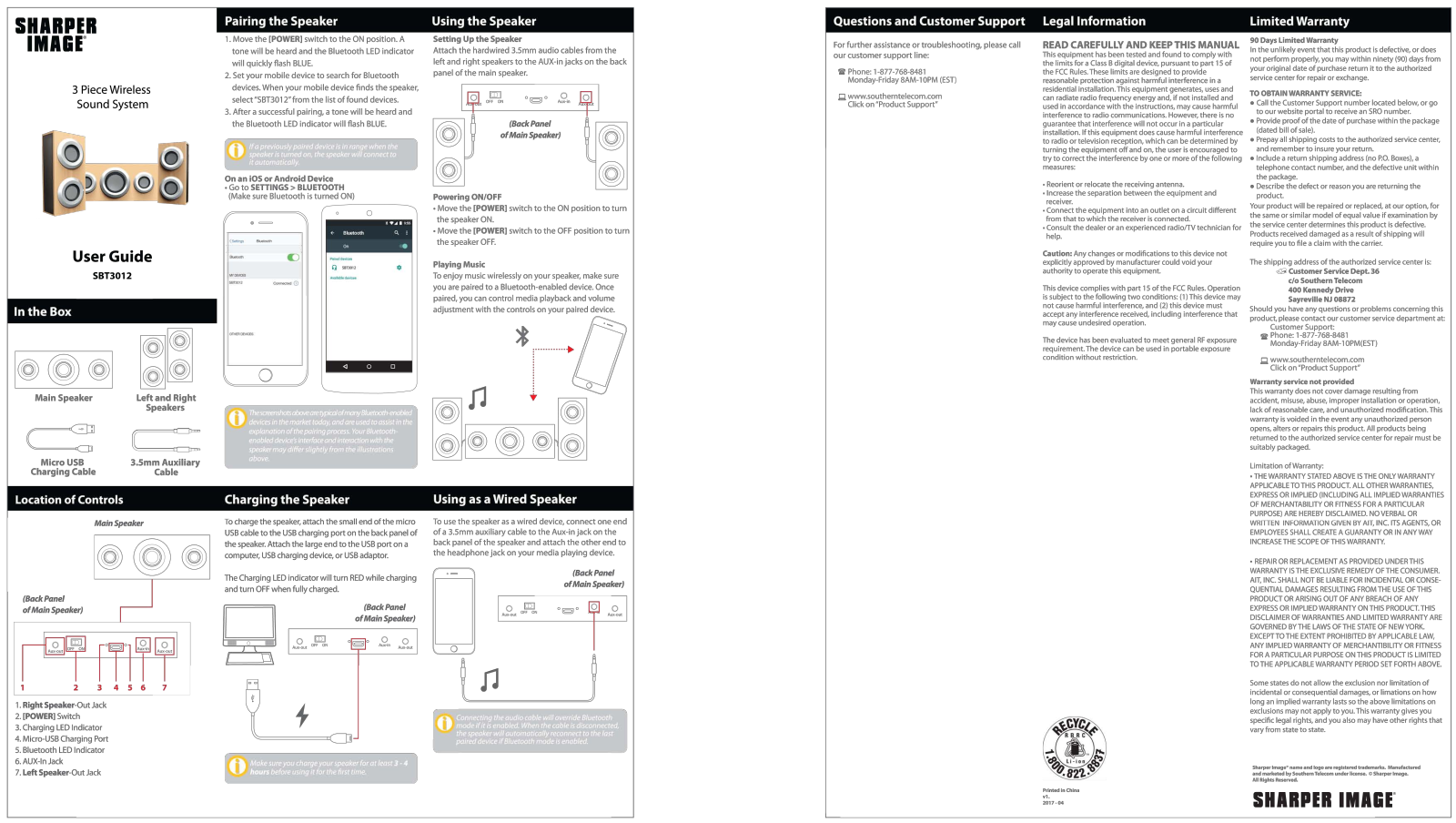 Sharper image SBT3012 User Manual