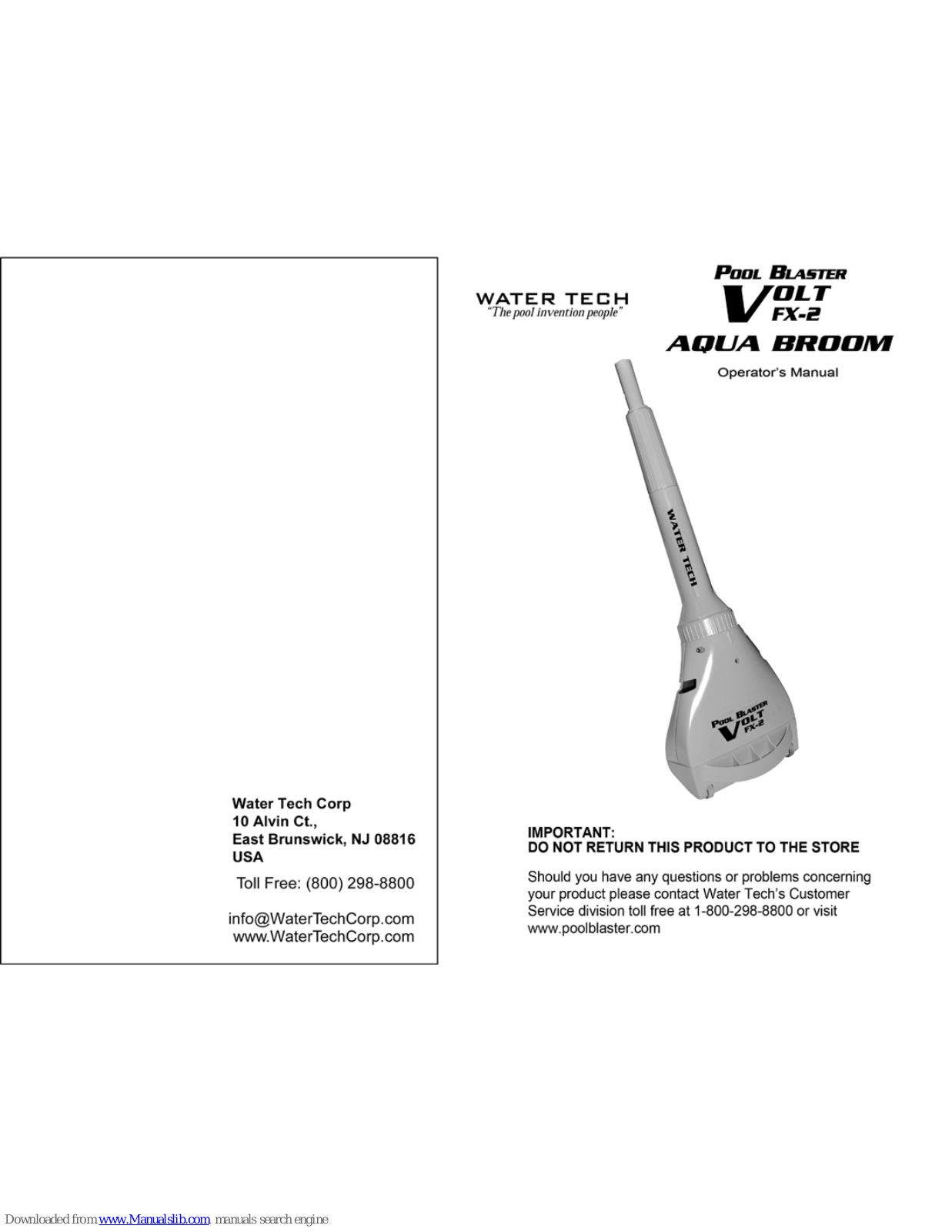 Water Tech Pool Blaster Volt FX-2 Operator's Manual