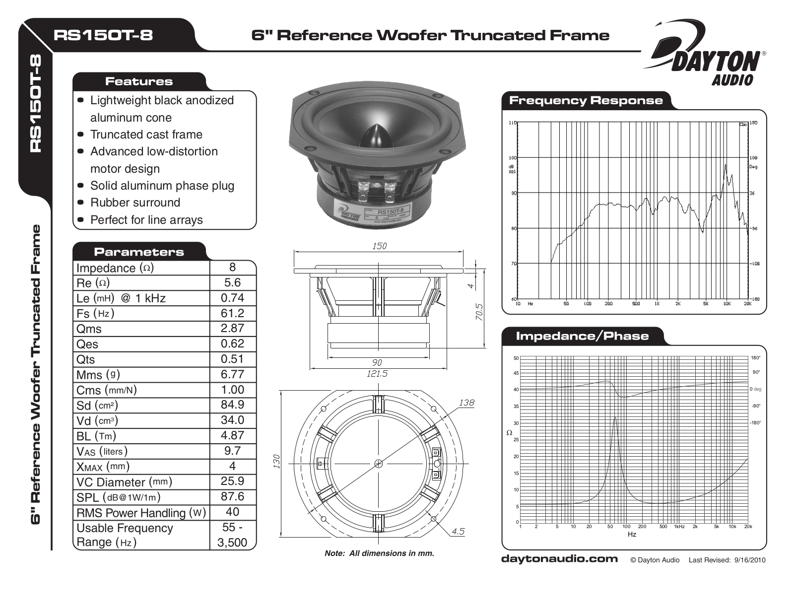 Dayton RS150T-8 User Manual