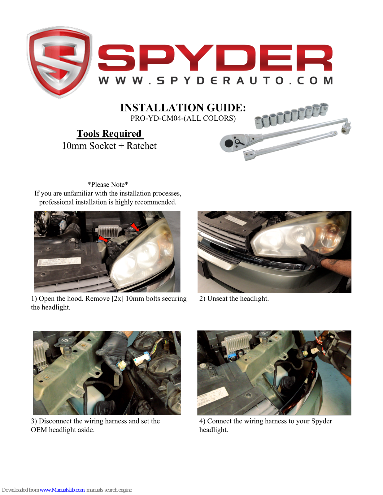 Spyder Auto PRO-YD-CM04 Series Installation Manual