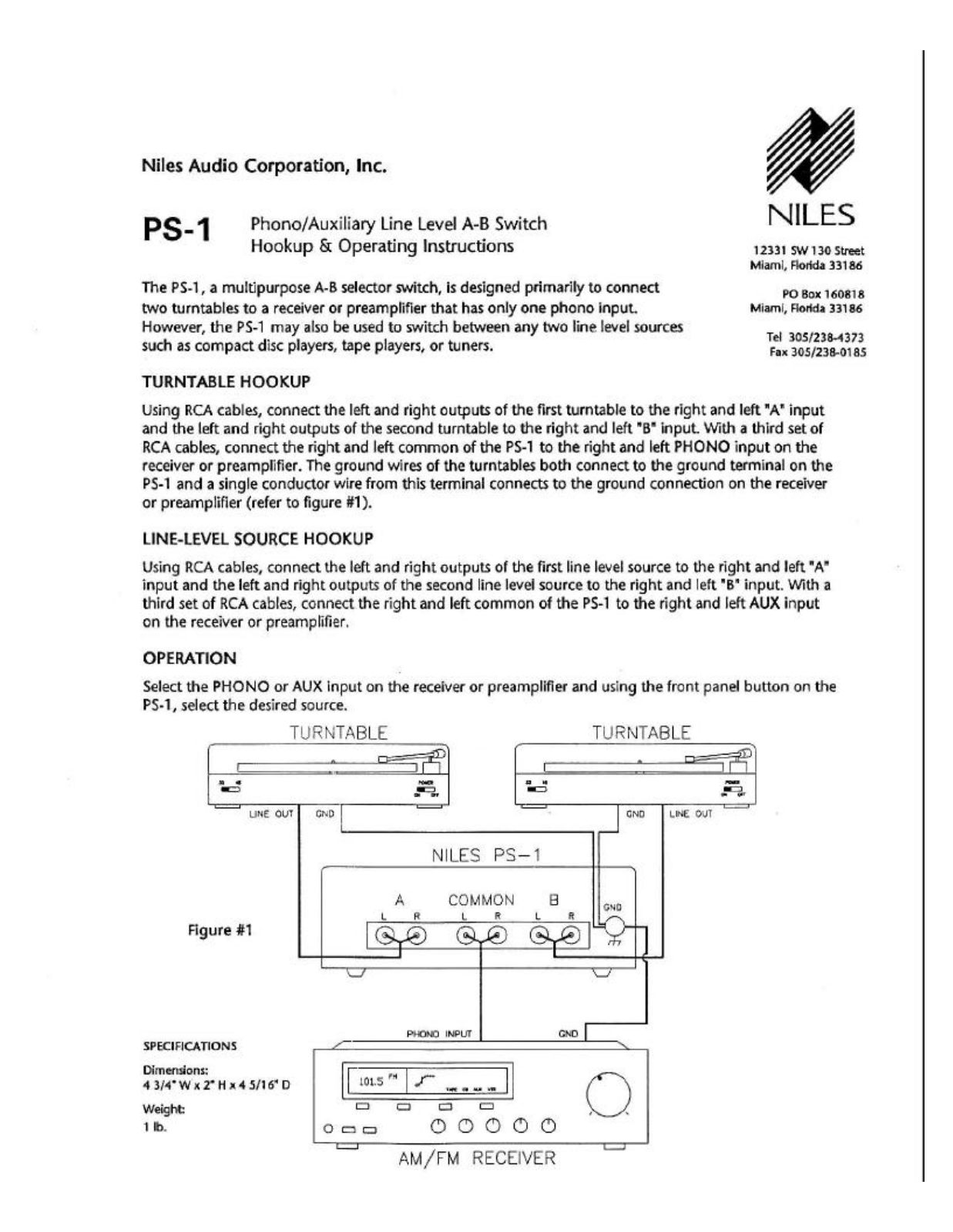 Niles Audio PS-1 User Manual