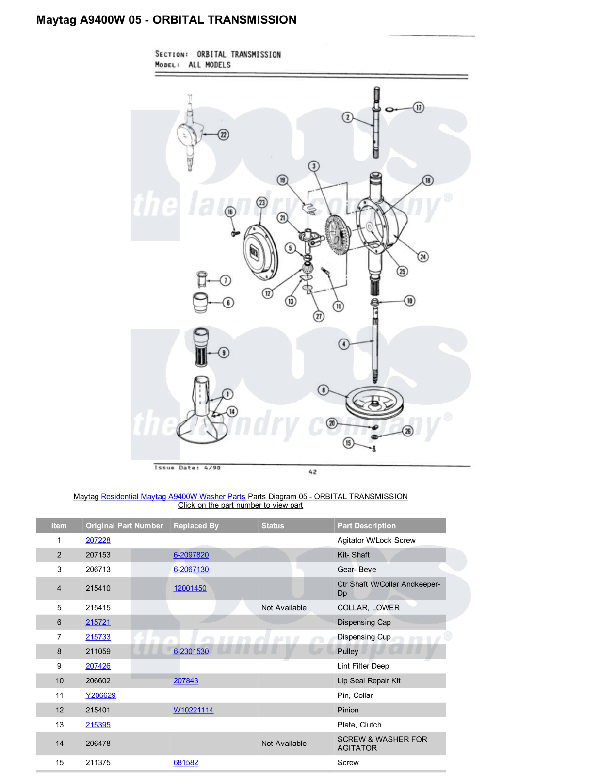 Maytag A9400W Parts Diagram