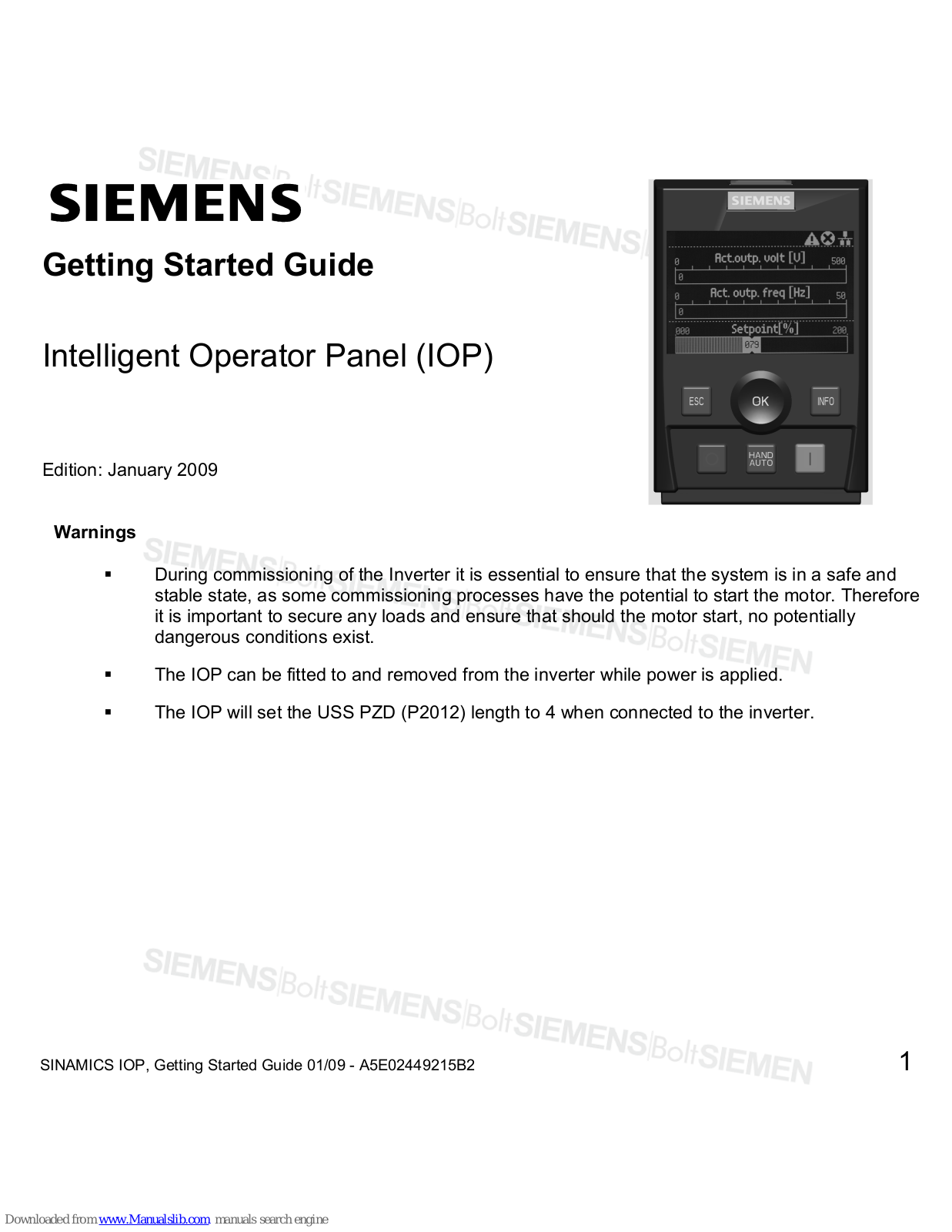 Siemens SINAMICS IOP Getting Started Manual