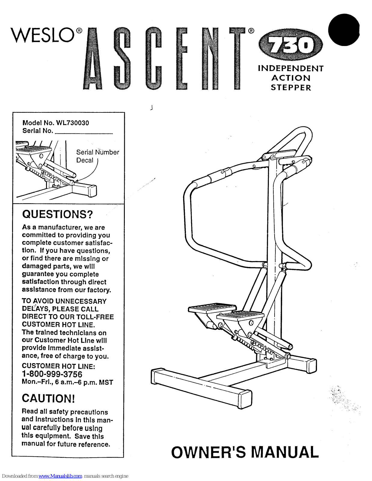 Weslo Ascent 730 User Manual