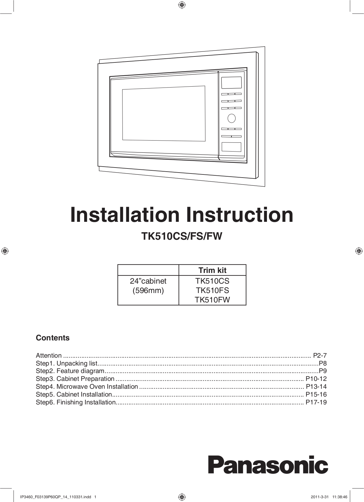 Panasonic NNTK510CSQP Installation Guide