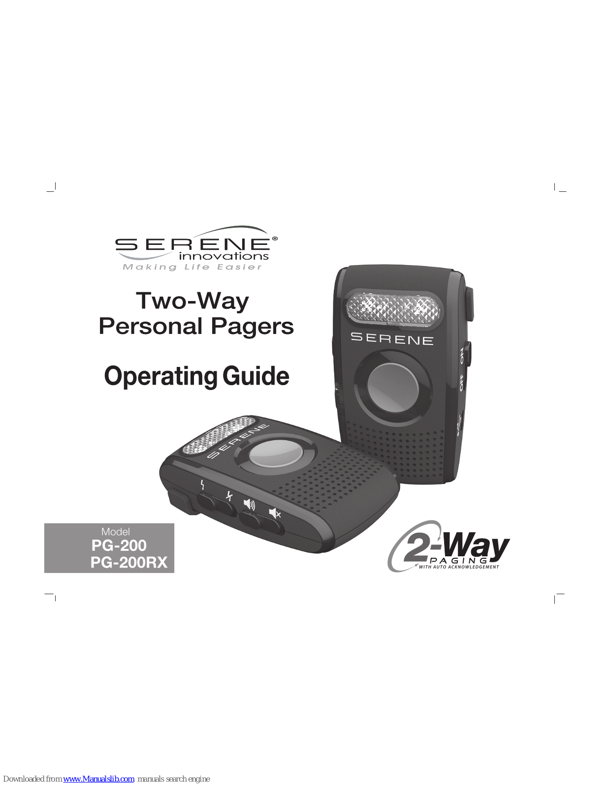 Serene PG-200, PG-200RX Operating Manual - ManualMachine.com