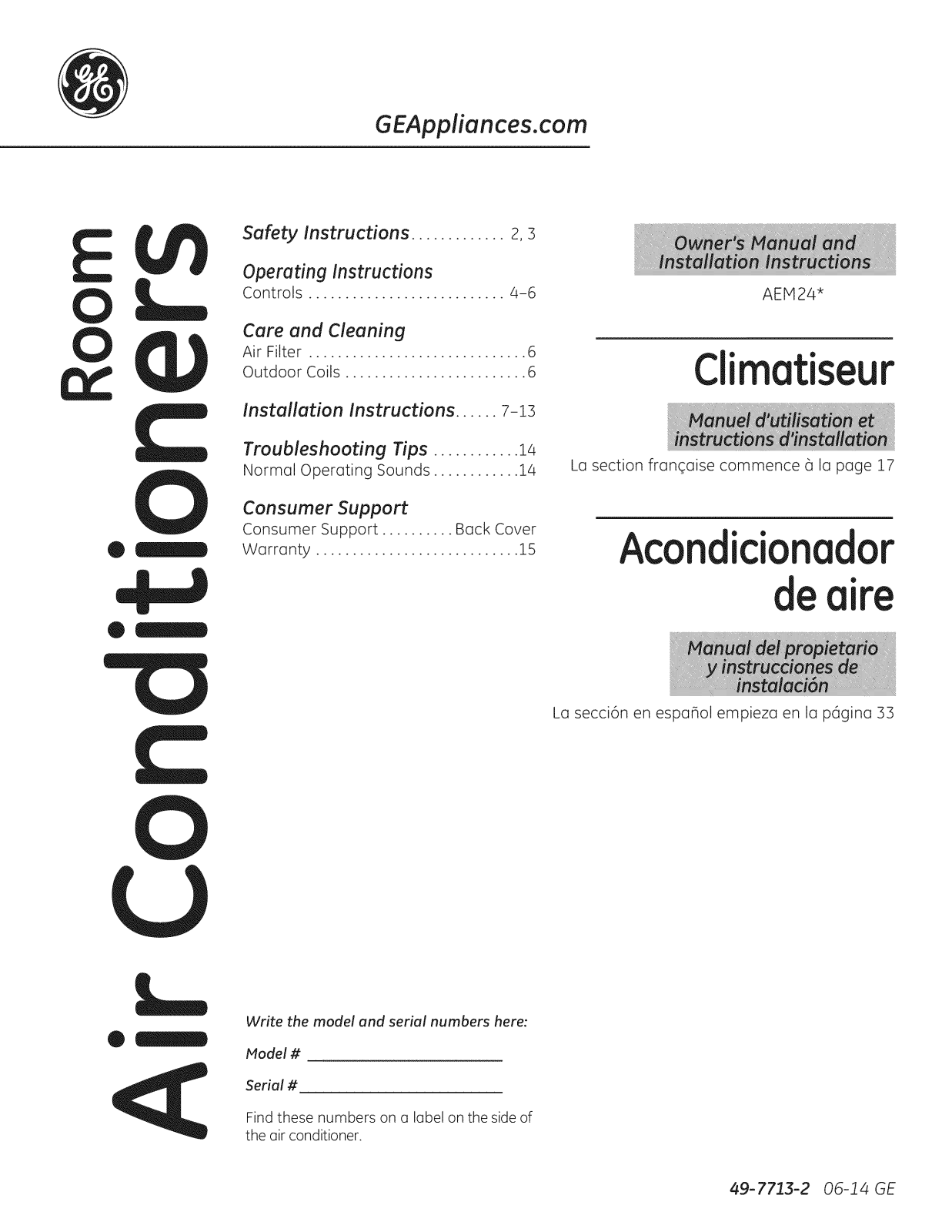 GE AEM24DTH1 Owner’s Manual