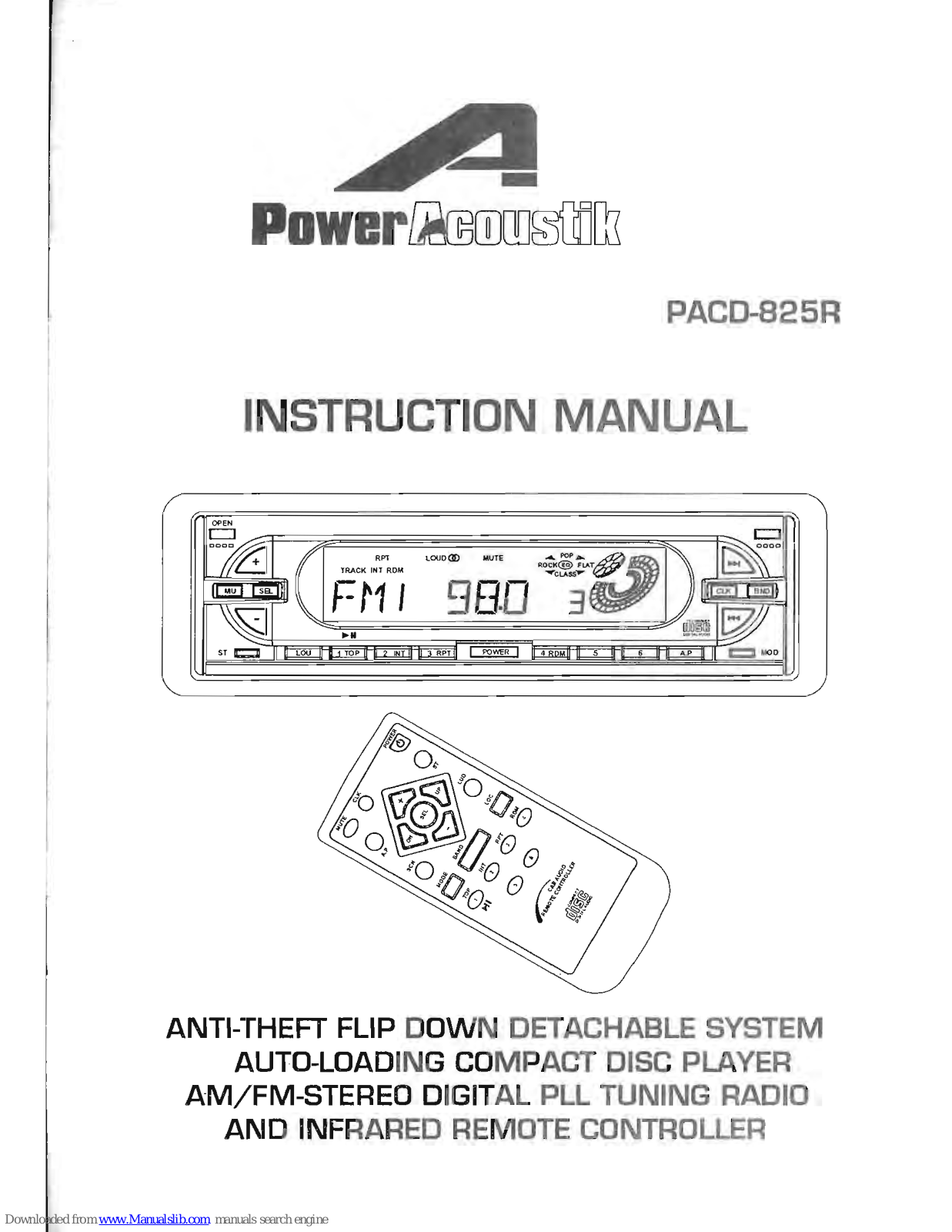 Power Acoustik PACD-825R Instruction Manual