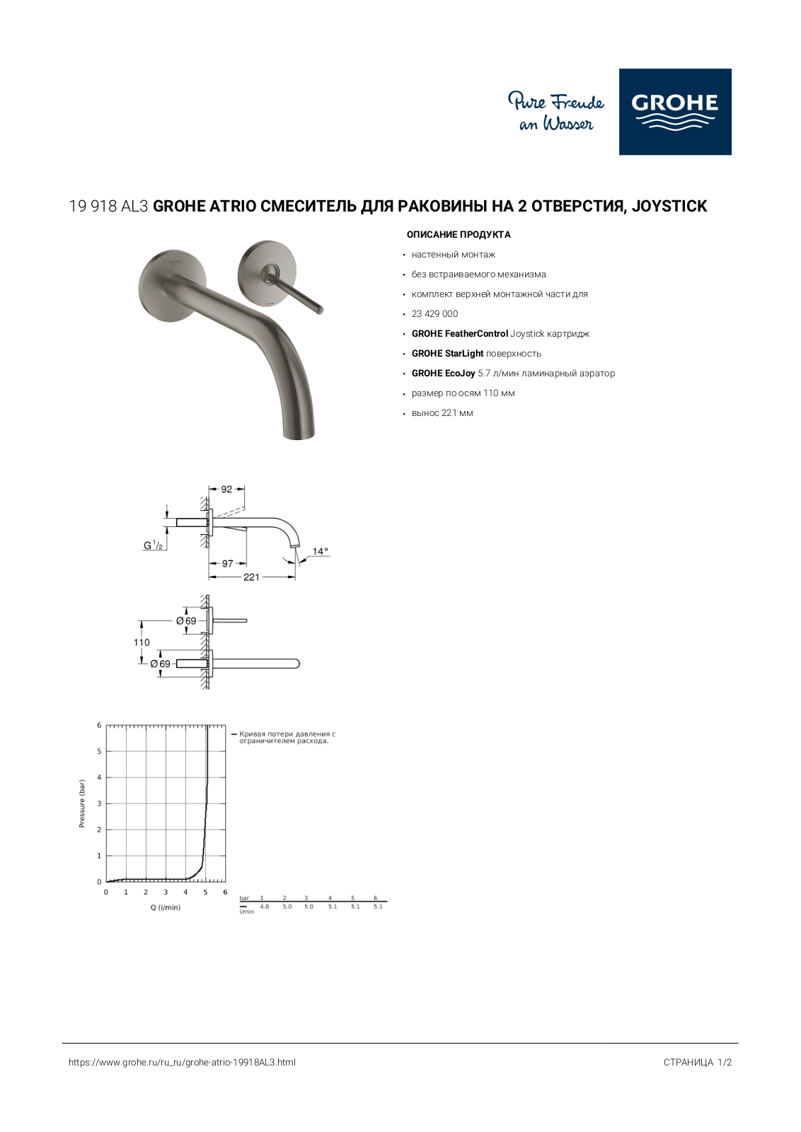 Grohe 19918AL3 Datasheet