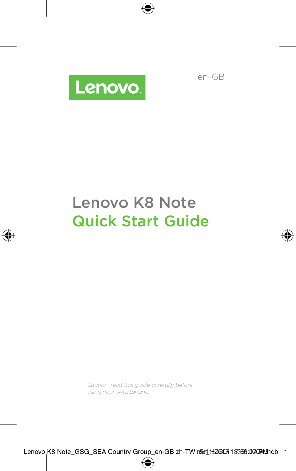 Lenovo K8 Note Quick Start Guide