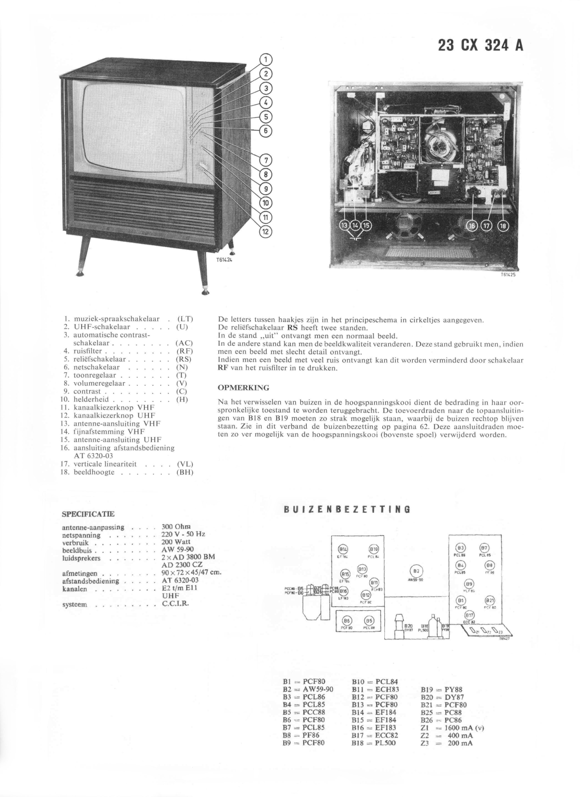 Philips 23CX324A Schematic