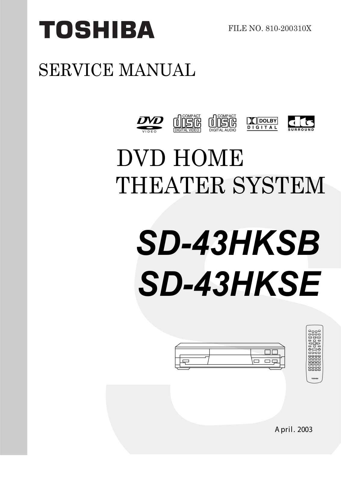 Toshiba SD-43HKSB, SD-43HKSE Diagram